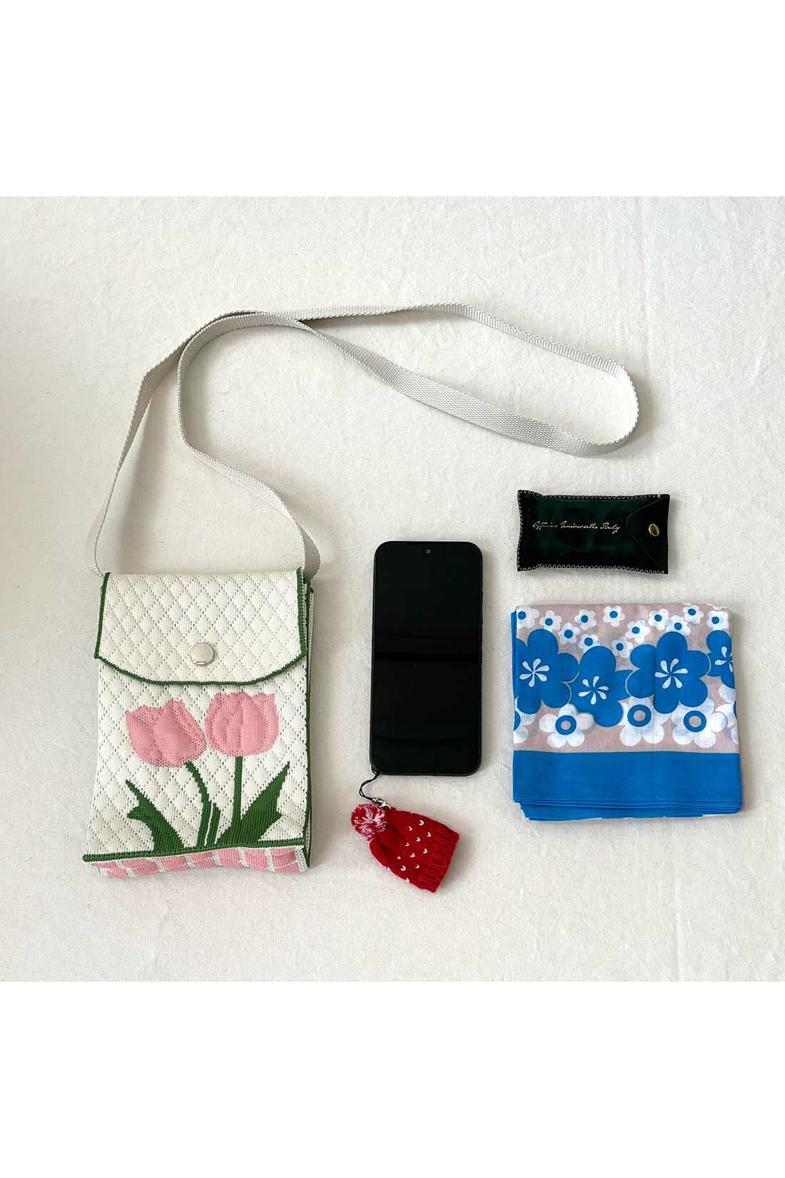 シロップ．|【WEB限定】ニットポシェットふたつきチューリップ柄【シロップ．バスケット】