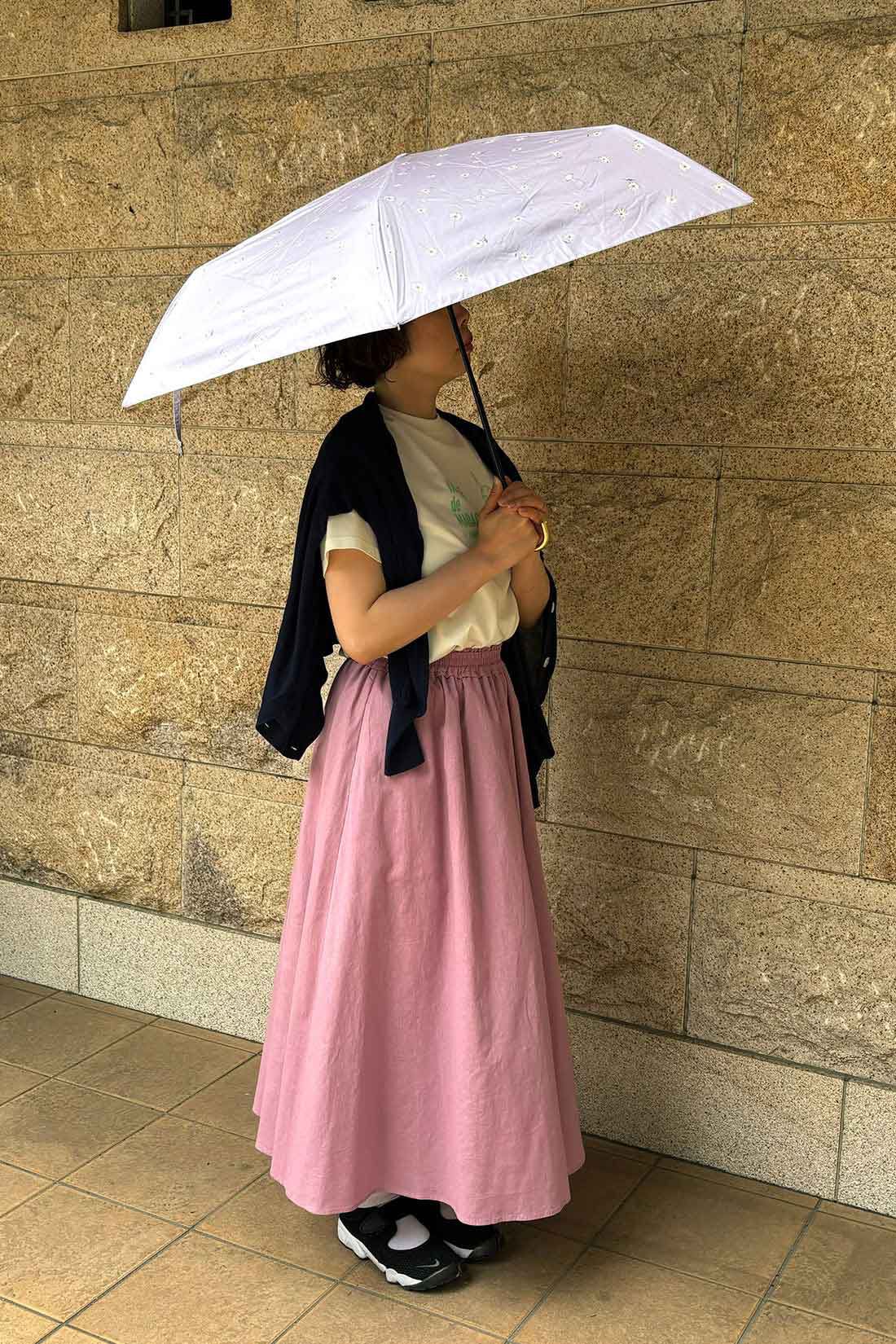 シロップ．|【WEB限定】 遮光ゴールドラインマーガレット晴雨兼用折りたたみ傘【シロップ．バスケット】