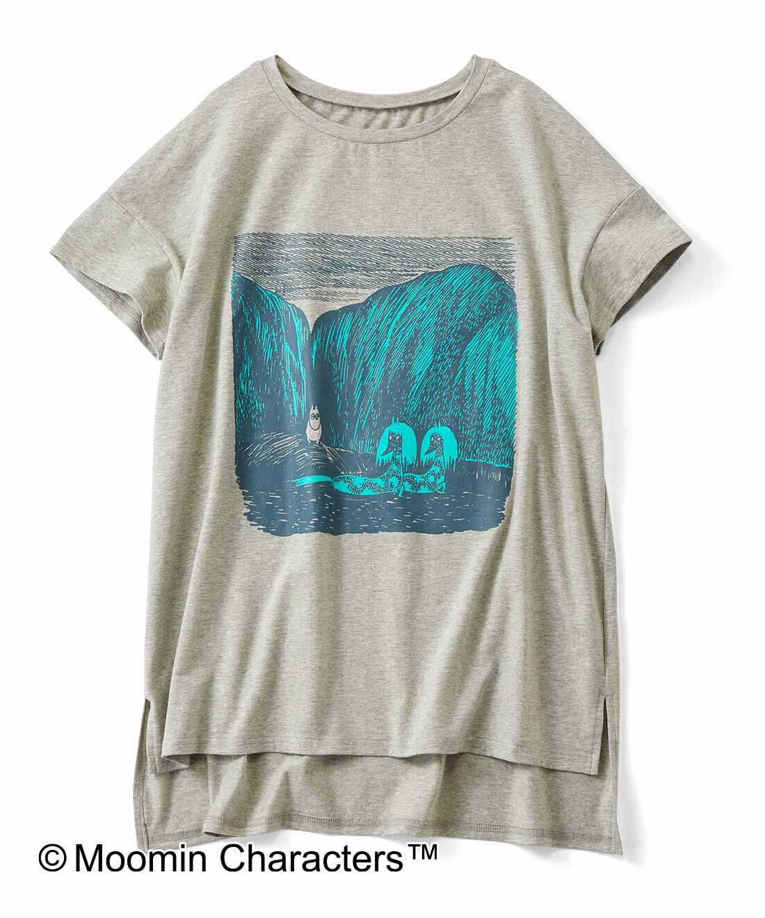 シロップ．|ムーミン 挿し絵が印象的な プリントチュニックTシャツの会|〈グレー〉