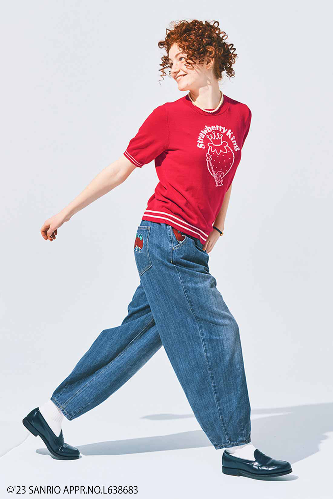 シロップ．|サンリオ　レトロなニットトップス〈いちごの王さまのコーディネート