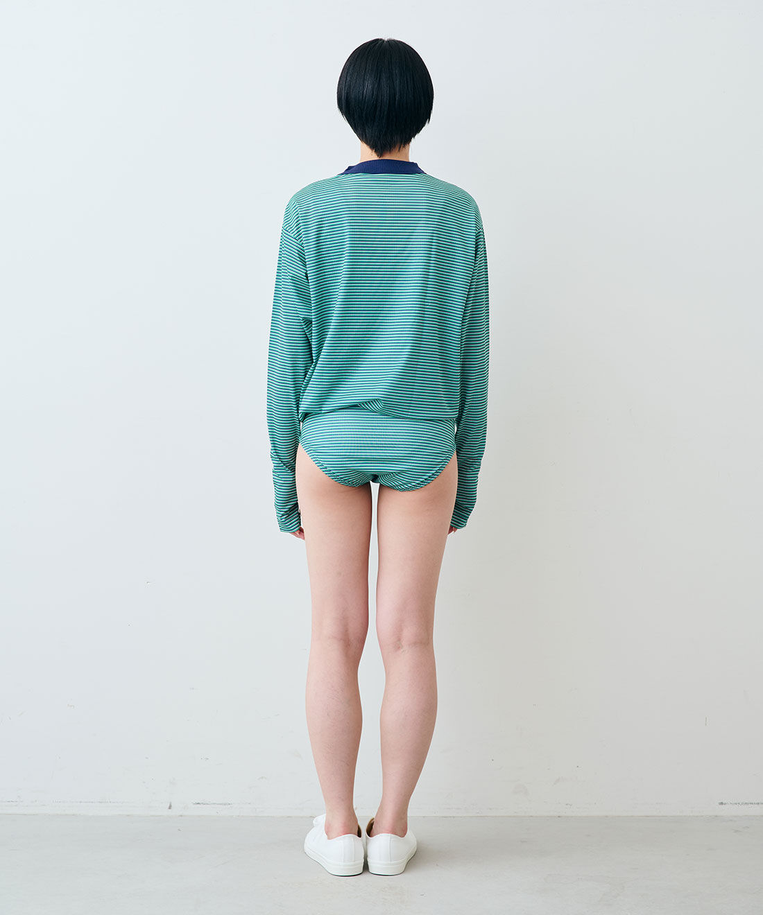SYRUP. [シロップ．]|【WEB限定】miller ボーダーラッシュガード〈ブルー〉【シロップ．バスケット】|モデル身長:163cm ※お届けのカラーとは異なります。