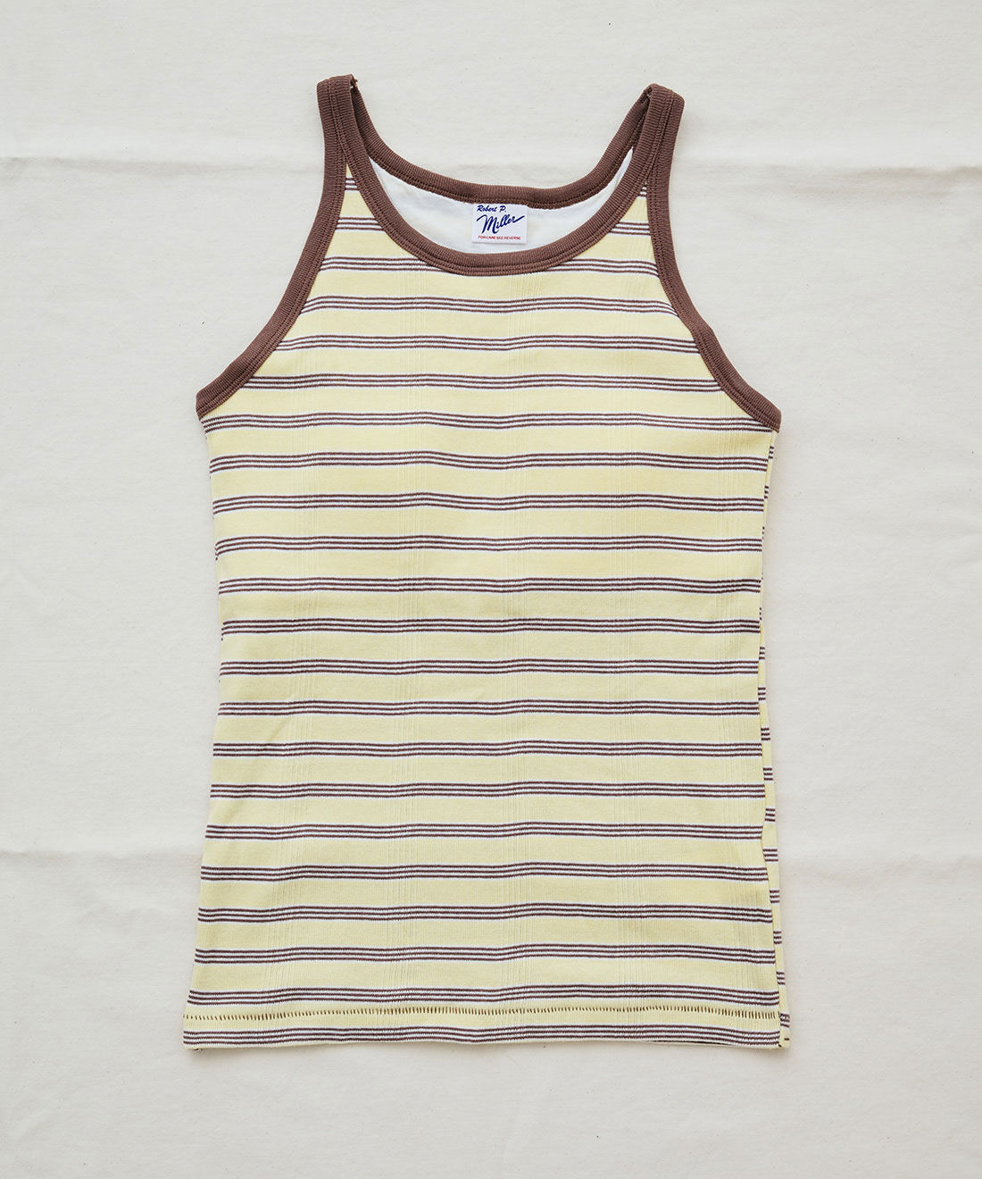 SYRUP. [シロップ．]|【WEB限定】miller リブボーダーカップ付き タンクトップ　〈イエロー×ブラウン〉【シロップ．バスケット】