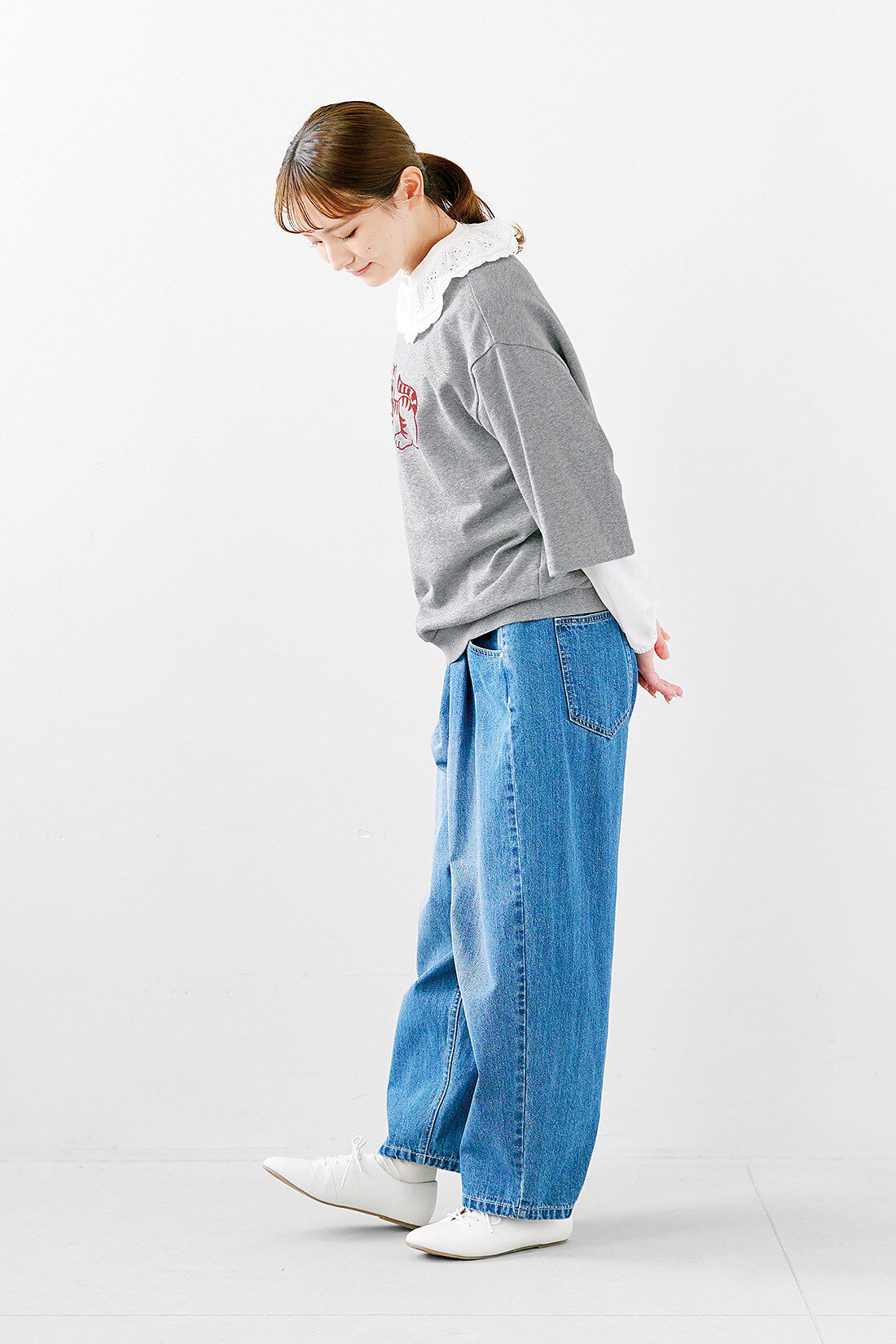 シロップ．|アデリアレトロ×シロップ．　フロッキープリントにときめくスウェットトップス〈ズーメイト〉の会|身長162cm/Mサイズ着用