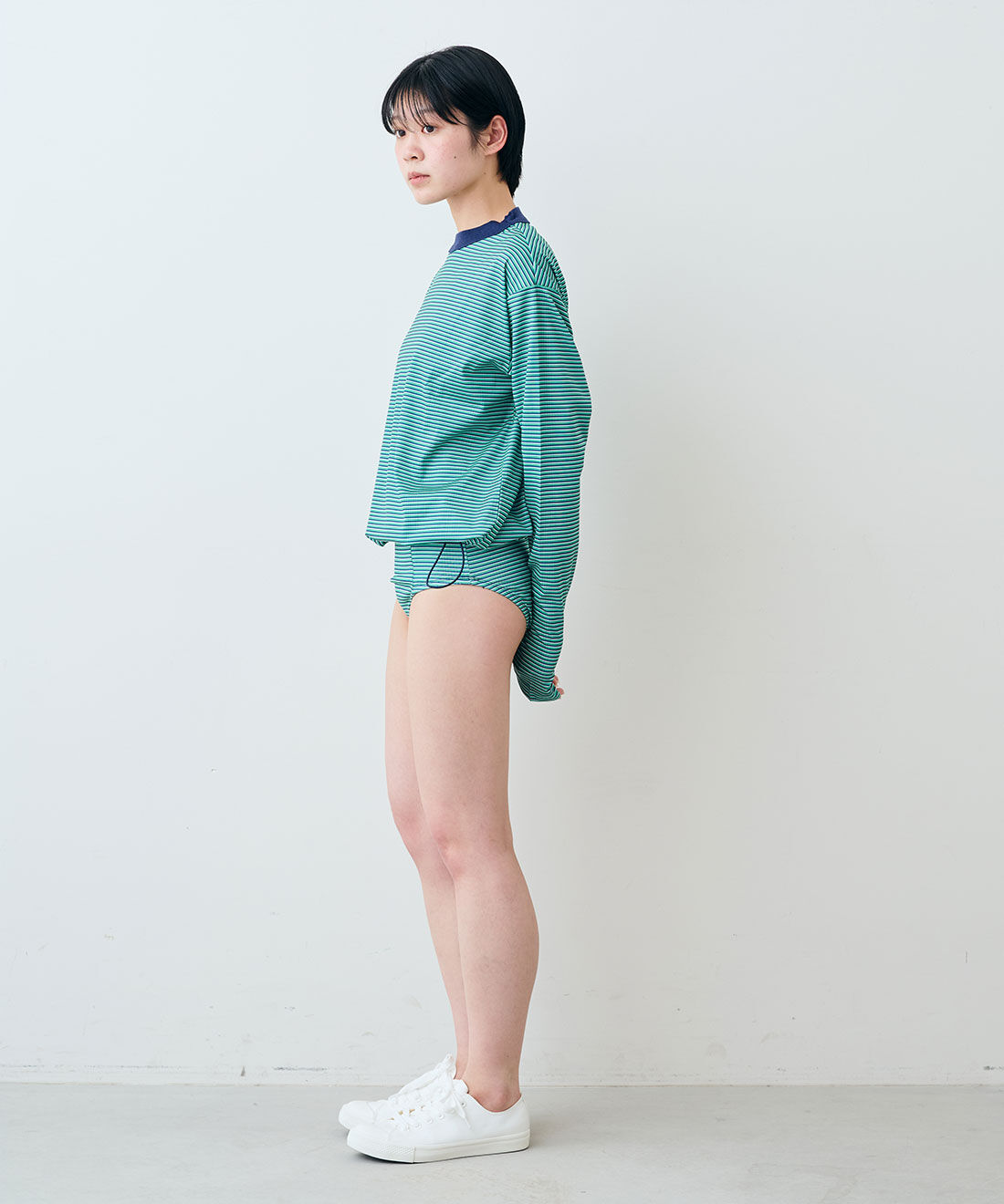 SYRUP. [シロップ．]|【WEB限定】miller ボーダーラッシュガード〈ブルー〉【シロップ．バスケット】|モデル身長:163cm ※お届けのカラーとは異なります。