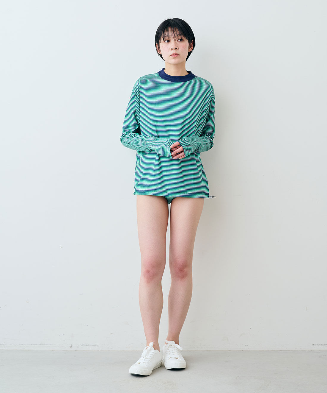SYRUP. [シロップ．]|【WEB限定】miller ボーダーラッシュガード〈ブルー〉【シロップ．バスケット】|モデル身長:163cm ※お届けのカラーとは異なります。