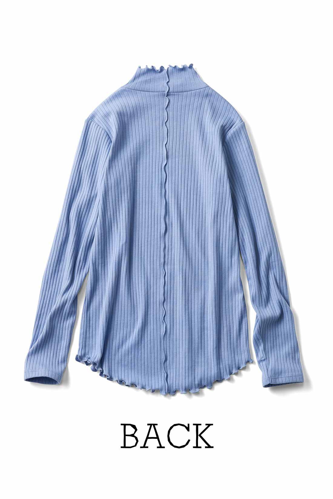 シロップ．|シロップ. コットン100％吸湿発熱機能のリブハイネックトップスの会|アイリスブルー