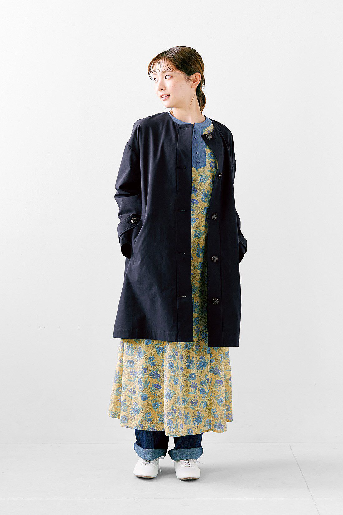 シロップ．|レゾリヴァード×シロップ.　南仏の風を感じる　ボタニカルフラワーのワンピース〈イエロー〉|身長162cm/Mサイズ着用