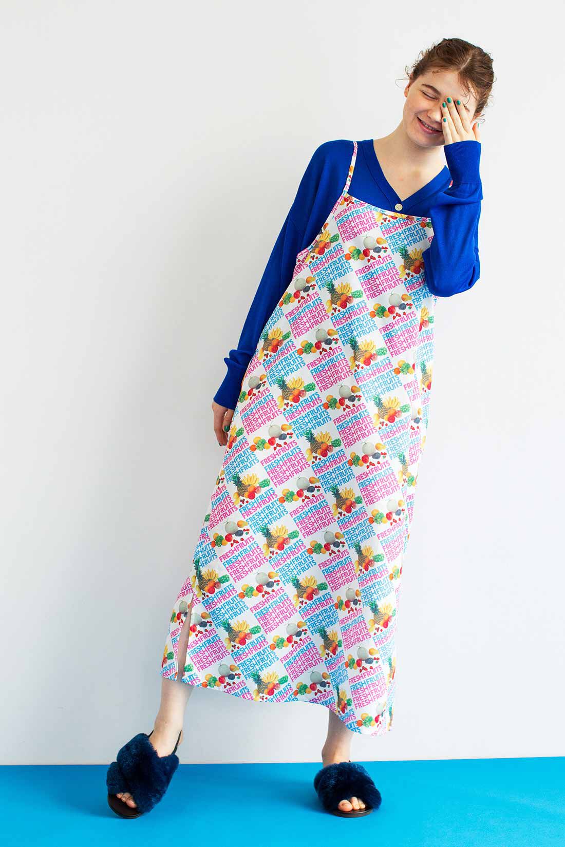 シロップ．|シモジマコラボ フレッシュ総柄ワンピース〈レターフルーツ〉