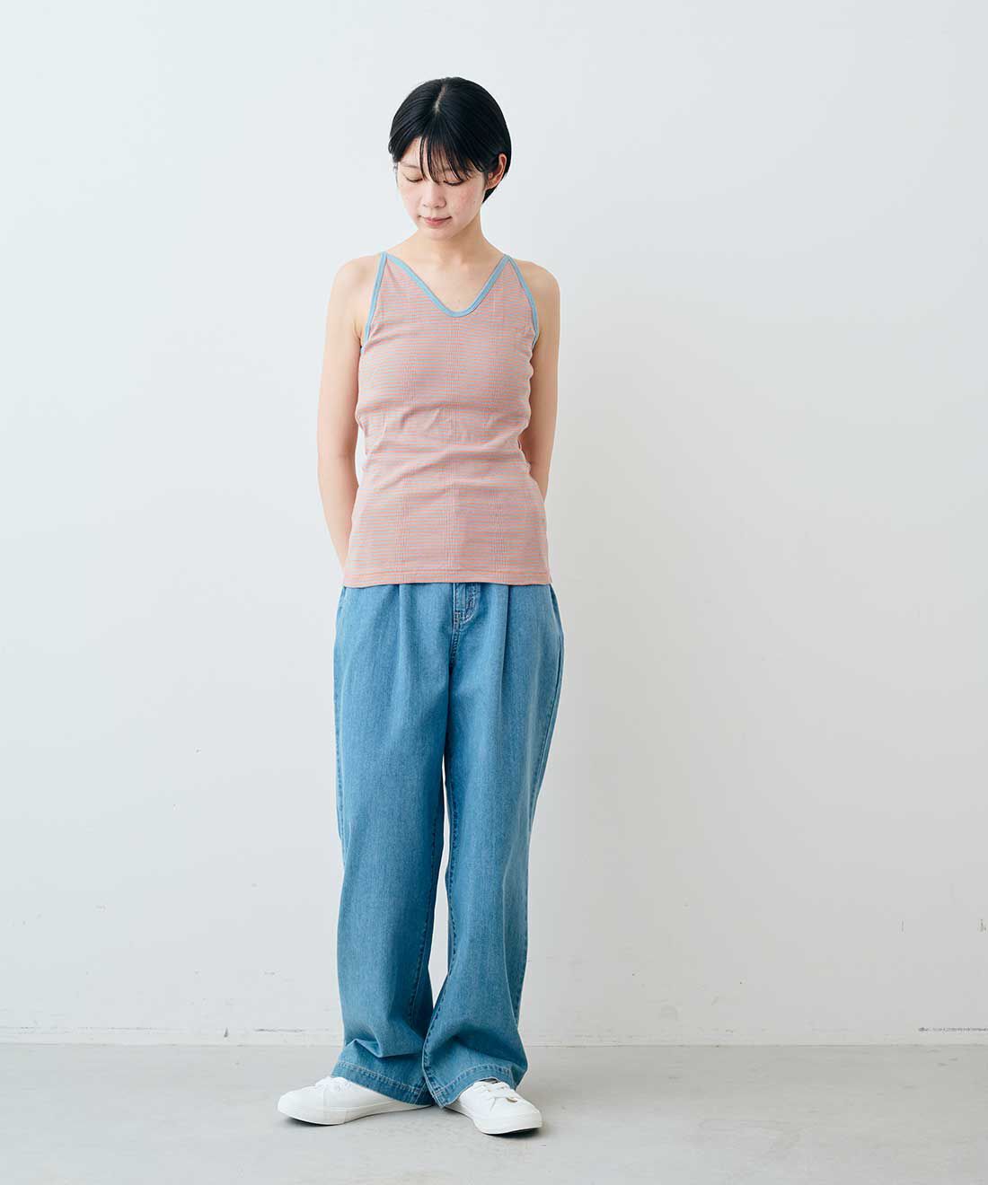 SYRUP. [シロップ．]|【WEB限定】miller リブボーダーカップ付き キャミタンク〈ネイビー×ホワイト〉【シロップ．バスケット】