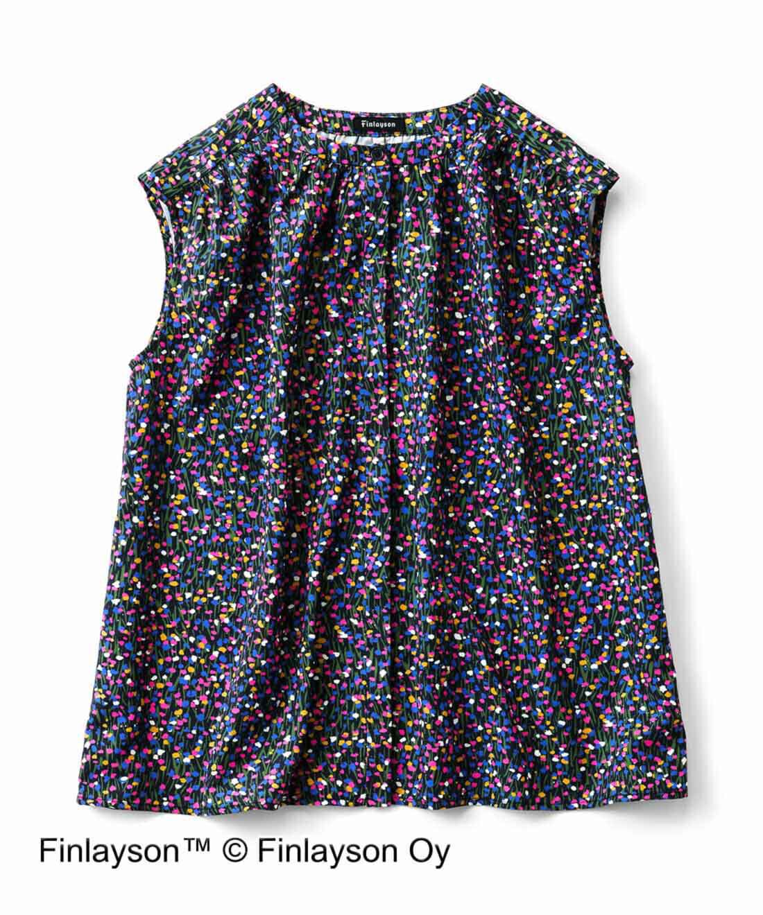 SYRUP. [シロップ．]|フィンレイソン たっぷりギャザートップス〈シエヴァ〉|〈SIEVA〉シエヴァ　沼の水面を彩る小さな花や実、さまざまなコケが描かれたパターン。