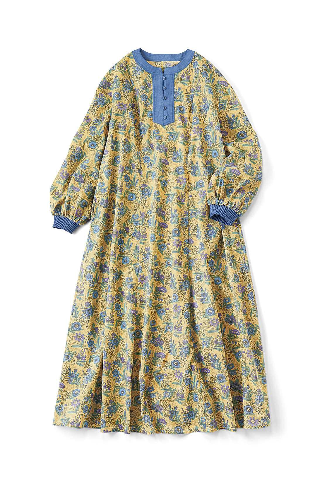 シロップ．|レゾリヴァード×シロップ.　南仏の風を感じる　ボタニカルフラワーのワンピース〈イエロー〉