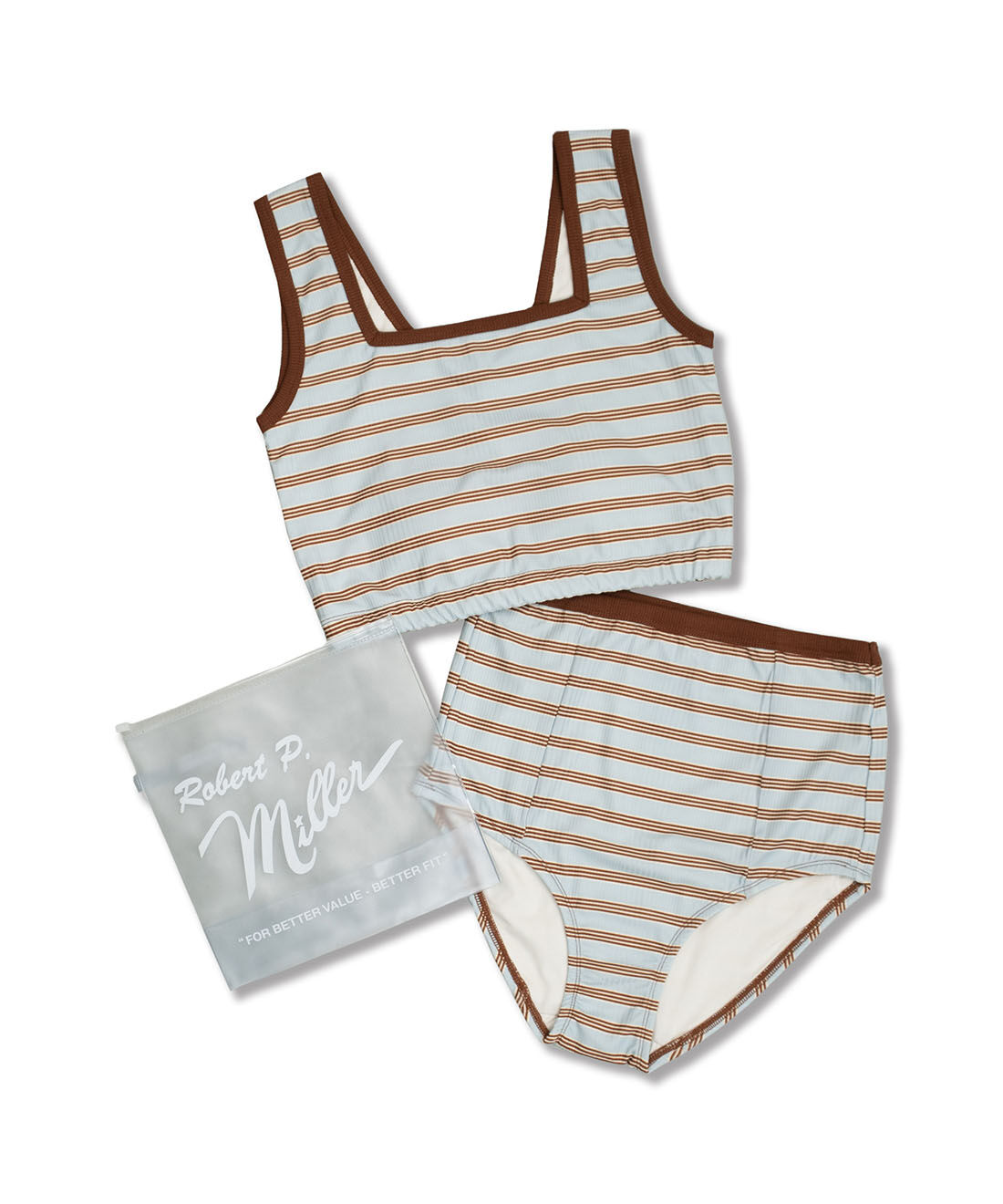 SYRUP. [シロップ．]|【WEB限定】miller ボーダータンクトップ＆パンツ スイムウェアーセット〈テラコッタオレンジ〉【シロップ．バスケット】