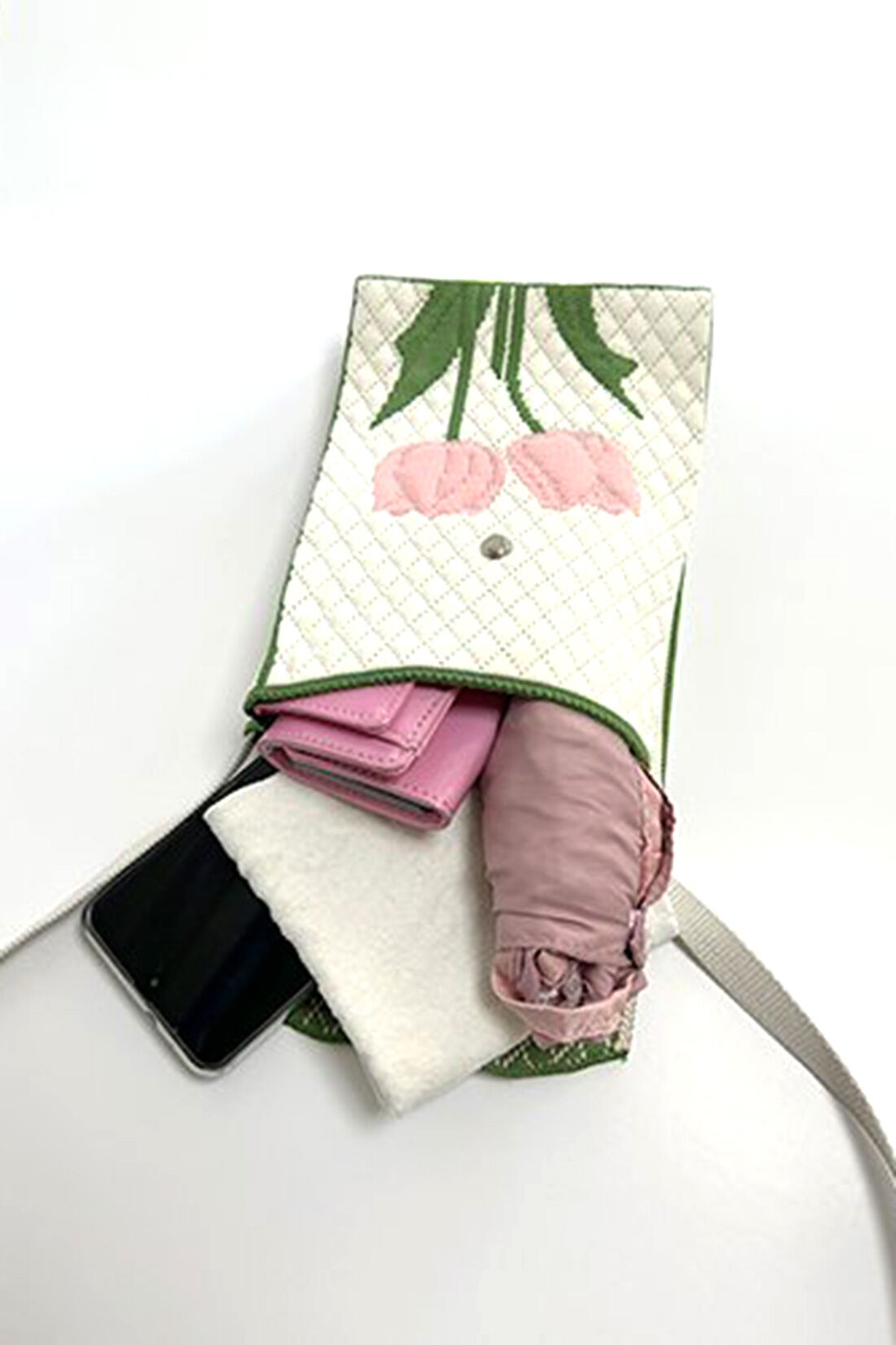 シロップ．|【WEB限定】ニットポシェットふたつきチューリップ柄【シロップ．バスケット】