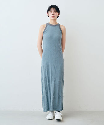 SYRUP. [シロップ．] | miller リブボーダーカップ付きワンピース〈ブルー×グレー〉