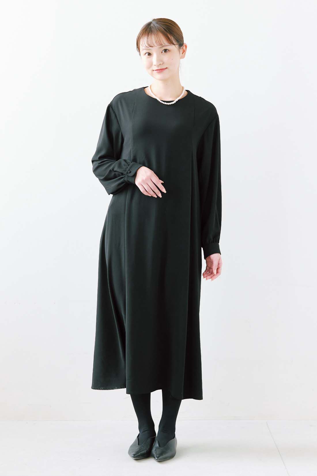 シロップ．|シロップ． 衿をはずして2-WAY仕様 セレモニーワンピース〈ブラック〉|身長162cm/Mサイズ着用