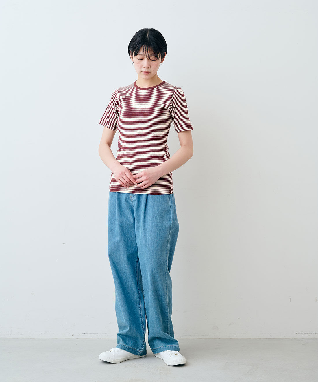 SYRUP. [シロップ．]|【WEB限定】miller リブボーダーＴシャツ〈ネイビー×ホワイト〉【シロップ．バスケット】