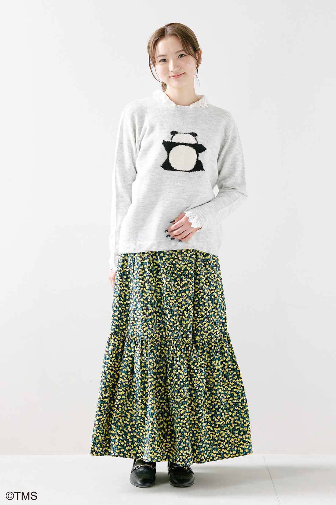 シロップ．|パンダコパンダ×シロップ． パパンダ気分になれちゃう！？　もこもこパンちゃんニットトップス〈ライトグレー〉|身長162cm/Mサイズ着用