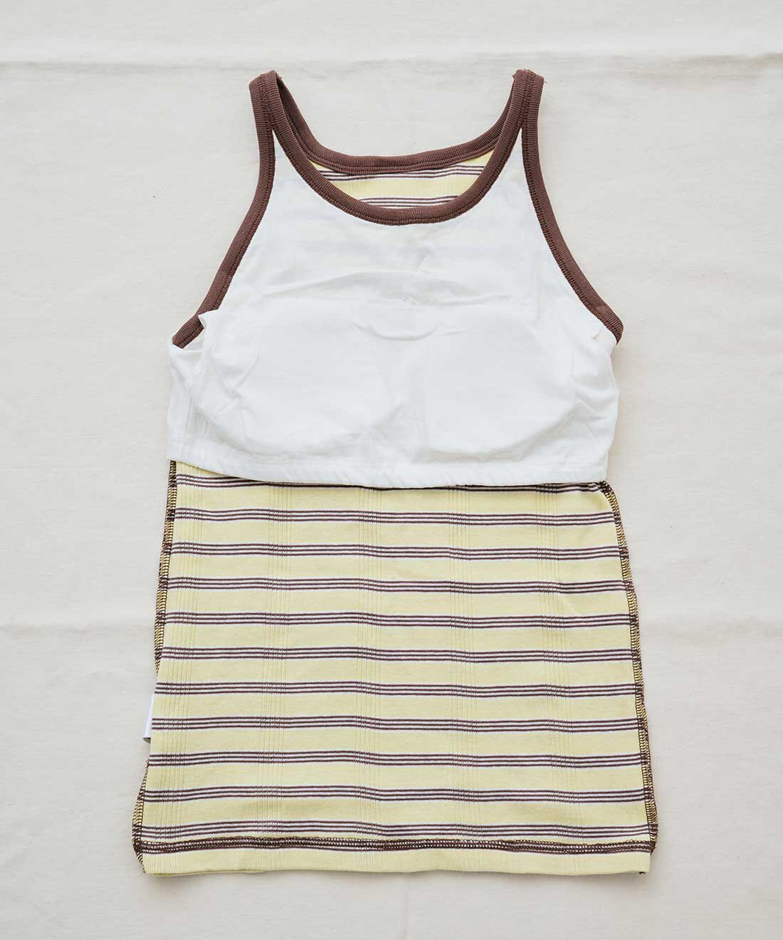 SYRUP. [シロップ．]|【WEB限定】miller リブボーダーカップ付き タンクトップ　〈イエロー×ブラウン〉【シロップ．バスケット】