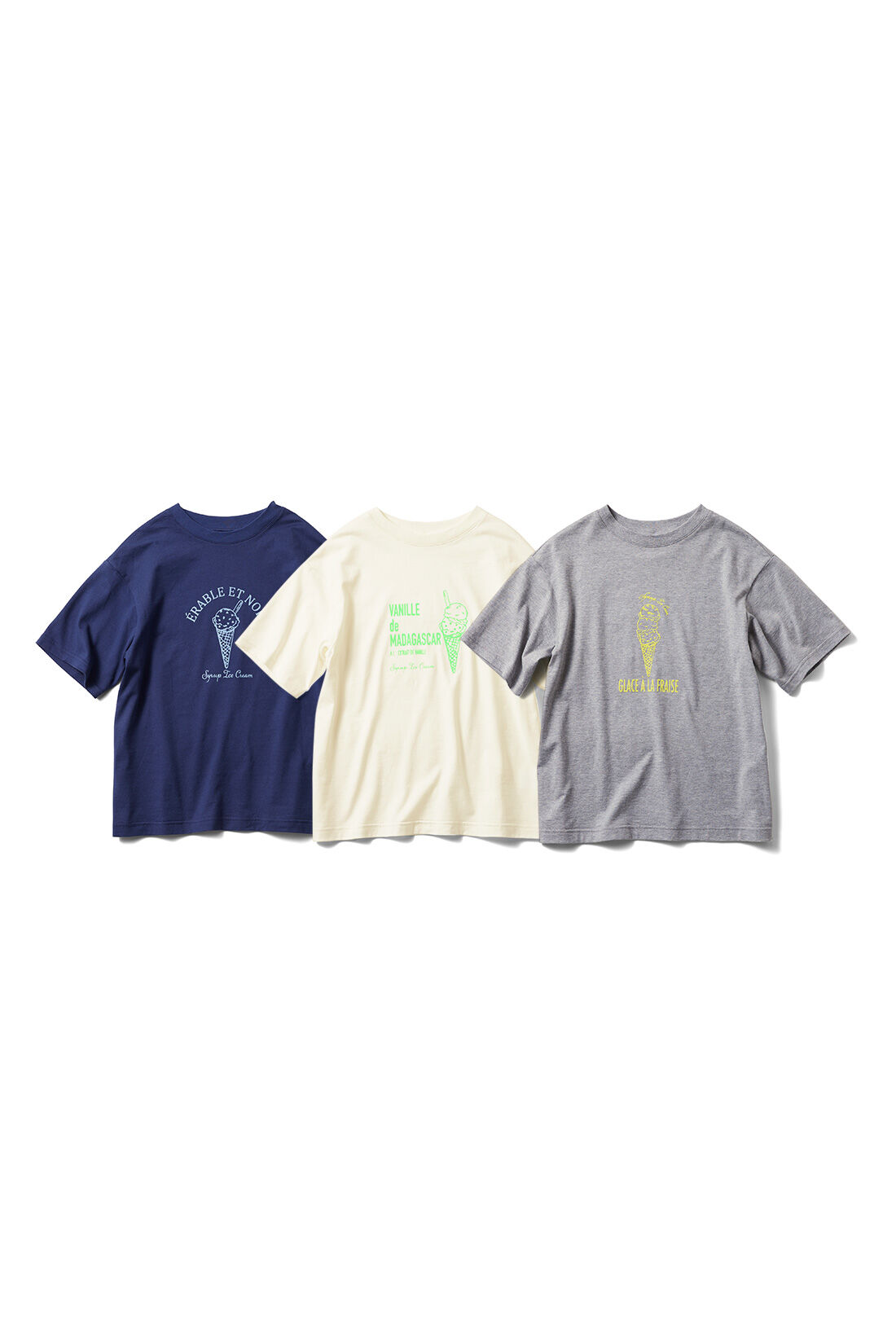 シロップ．|シロップ． ちょっぴりレトロ気分なアイスクリームのフロッキープリントＴシャツの会