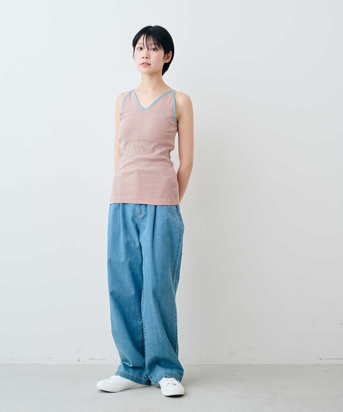 SYRUP. [シロップ．]|【WEB限定】miller リブボーダーカップ付き キャミタンク〈ネイビー×ホワイト〉【シロップ．バスケット】