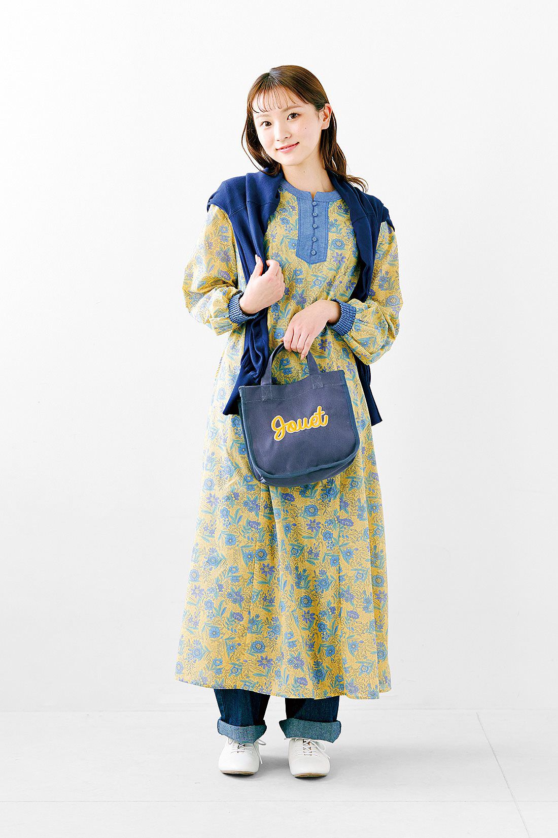 シロップ．|レゾリヴァード×シロップ.　南仏の風を感じる　ボタニカルフラワーのワンピース〈イエロー〉|身長162cm/Mサイズ着用