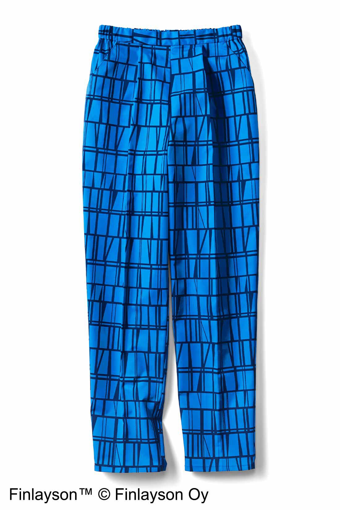 シロップ．|フィンレイソン きれい見えカラークロップドパンツ〈コロナ〉|<CORONNA> コロナ　抽象的でスクエアなパターンのクラシックデザイン。