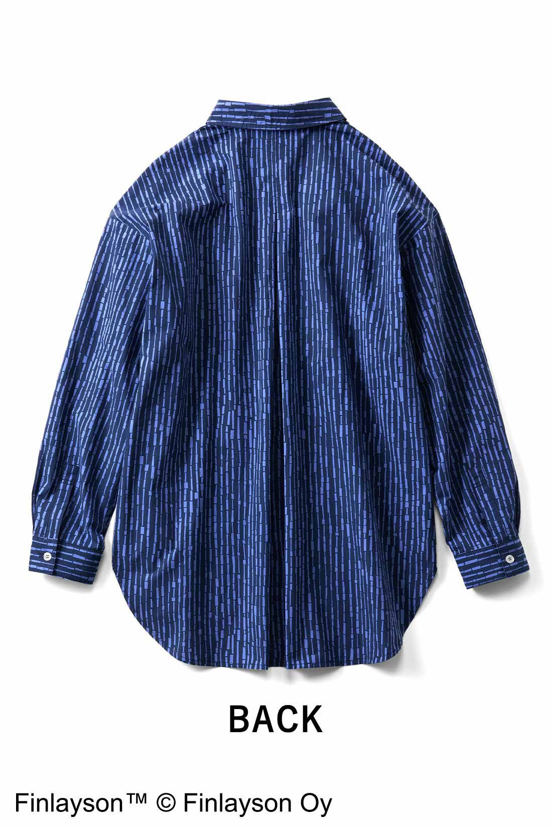 シロップ．|フィンレイソン オーバーサイズプリントシャツ〈コルテ〉|のっぺり見えないタック入りで、おしりまでカバーする長め丈。