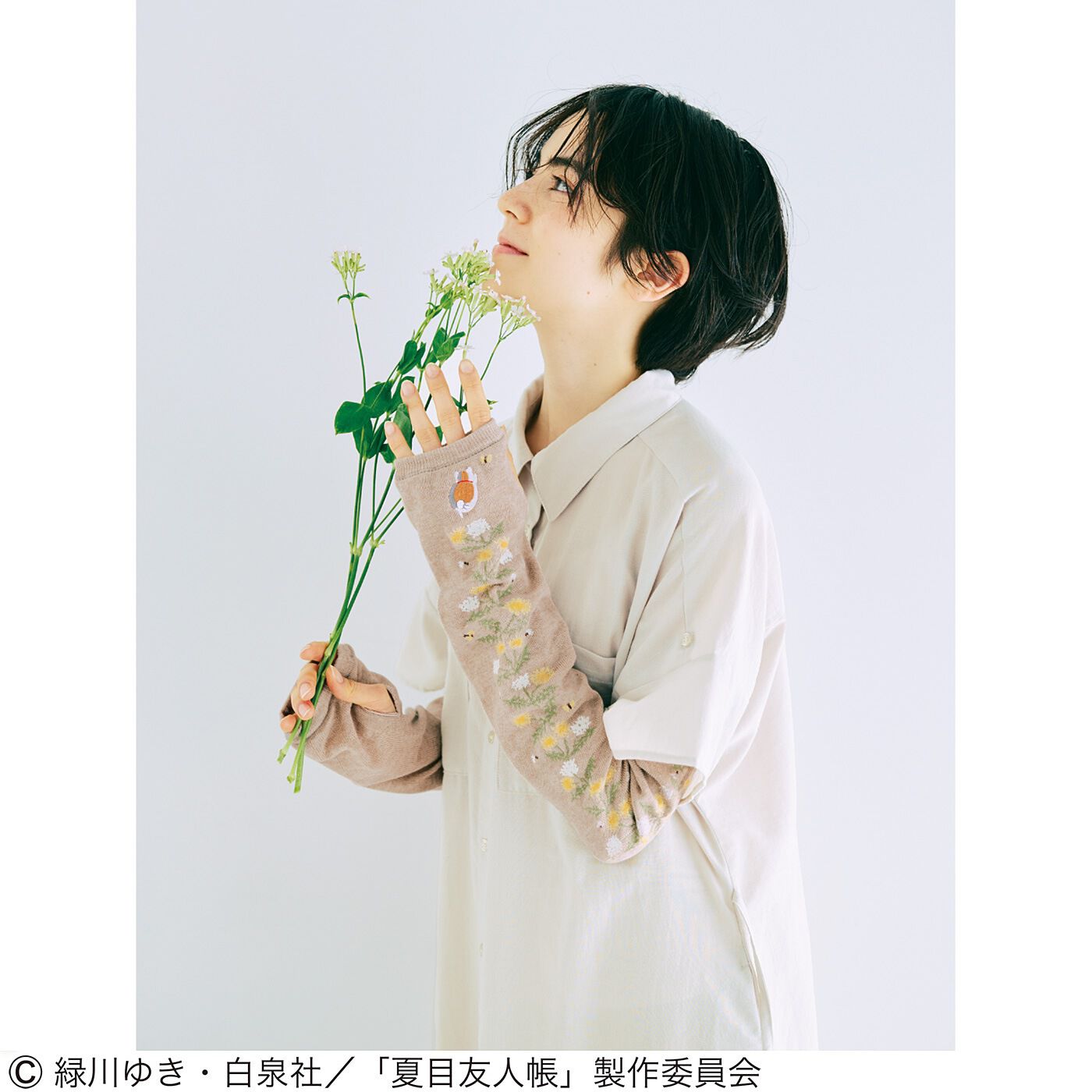 猫部|【6月分以降お届け】夏目友人帳×猫部　ニャンコ先生と野花のＵＶ対策アームカバーの会|サムホール付き。手の甲まですっぽり。