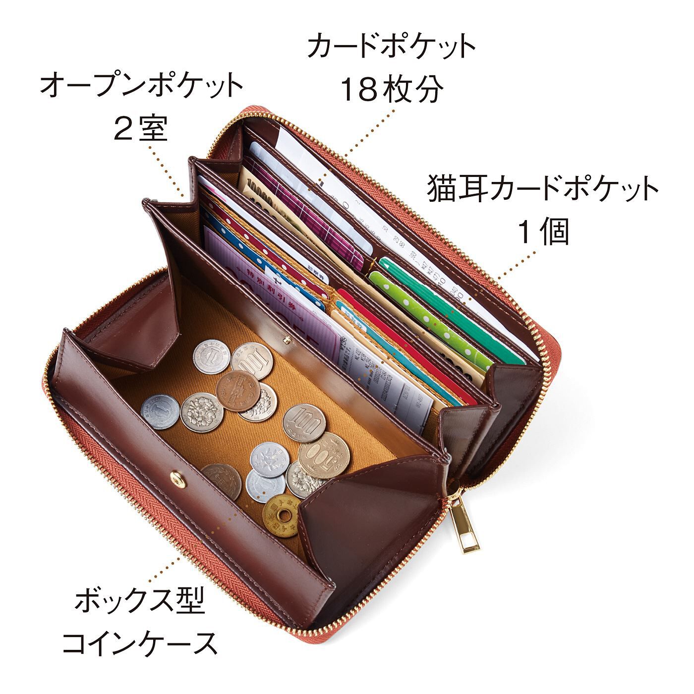 猫部|福よこいこい　招き猫のガバっと開く長財布