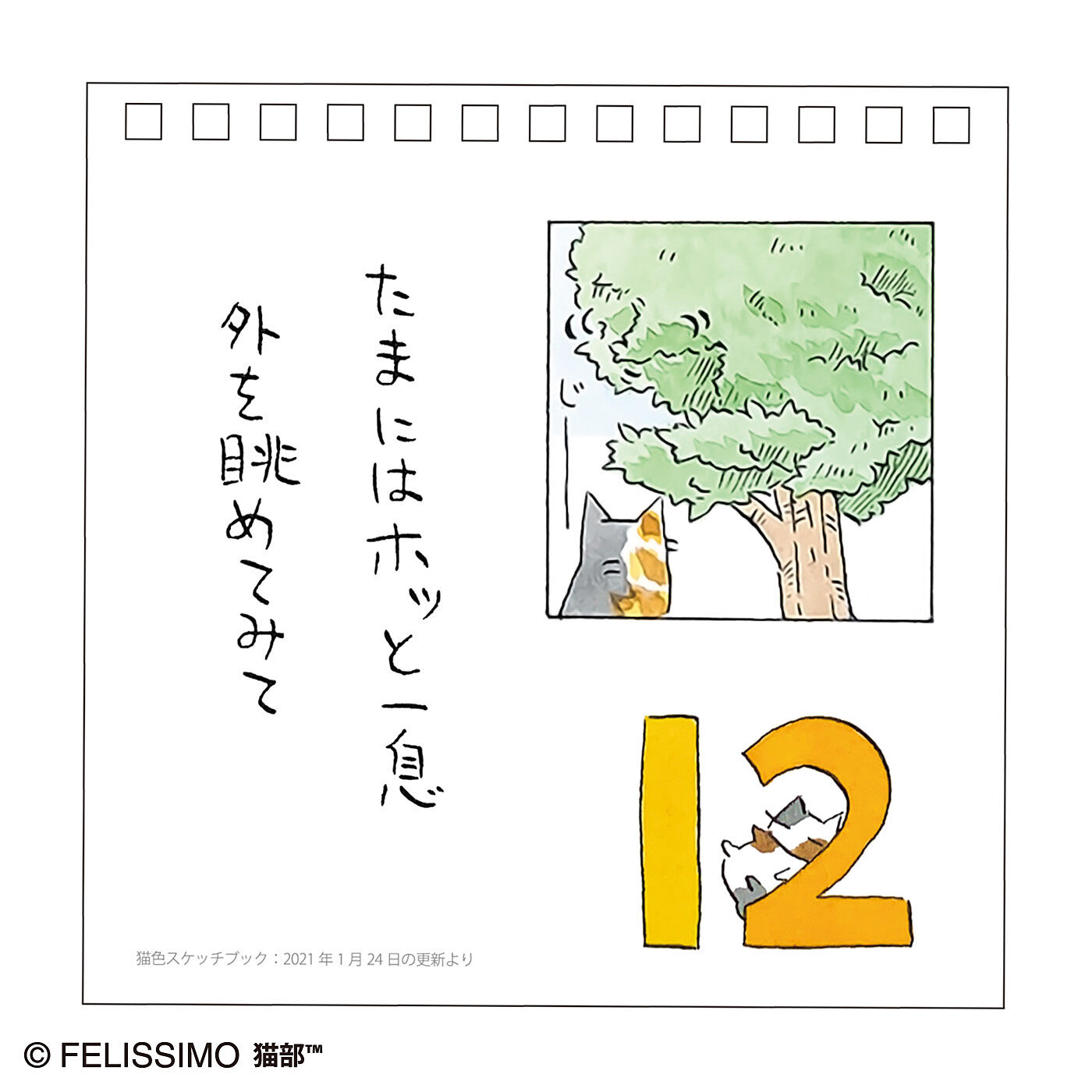 猫部|日本画家久保智昭さんとつくった　猫色スケッチブック　万年日めくりカレンダー