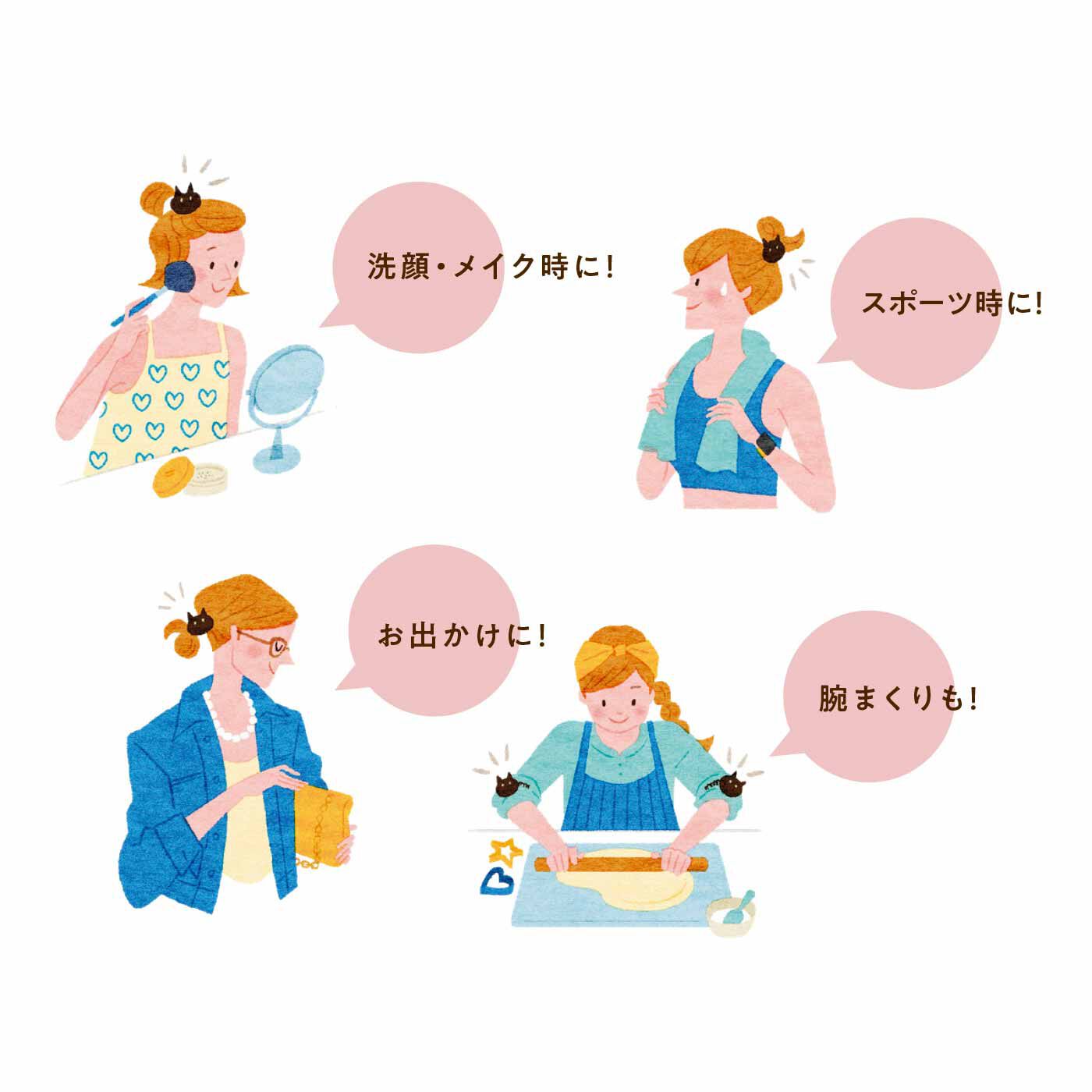 猫部|猫部 猫さんと水場や家事にいつでも一緒 さっと結べてあとがつきにくい くるくるヘアゴム