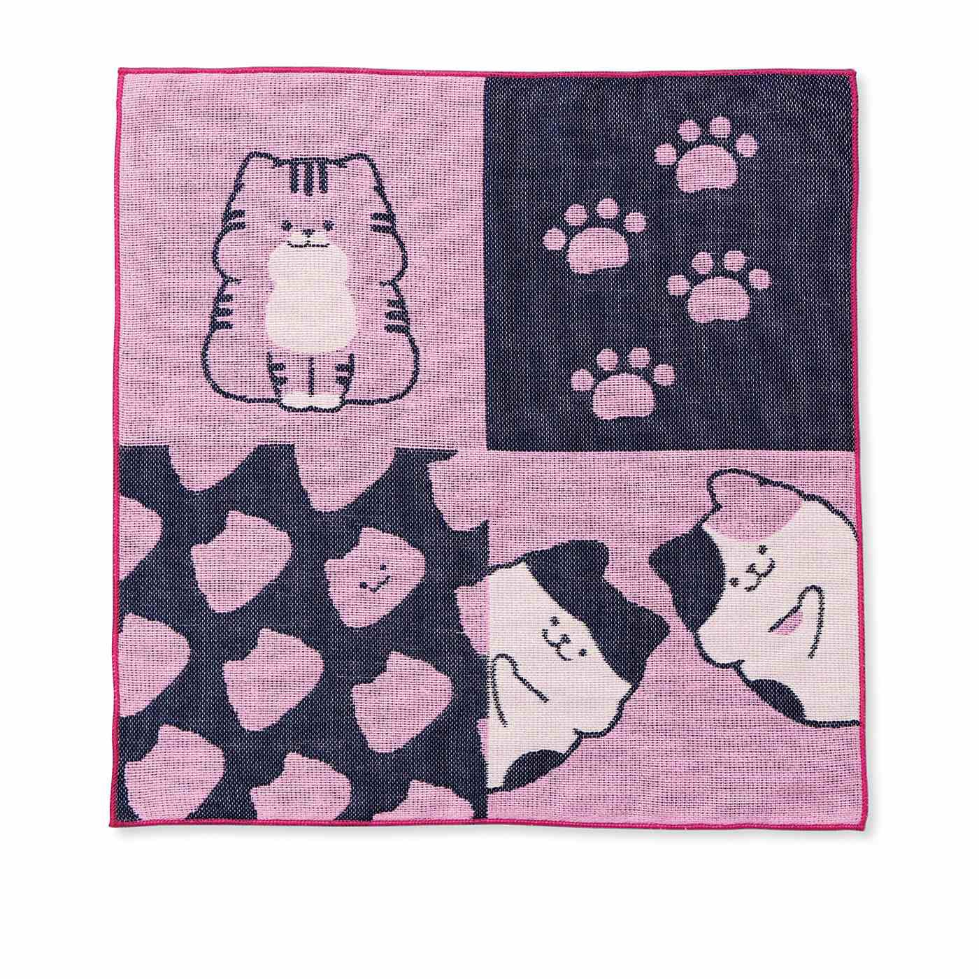 猫部|はる蔵さんの描く　もっちり猫さんのジャカード織りハンカチの会|〈じ〜っ〉