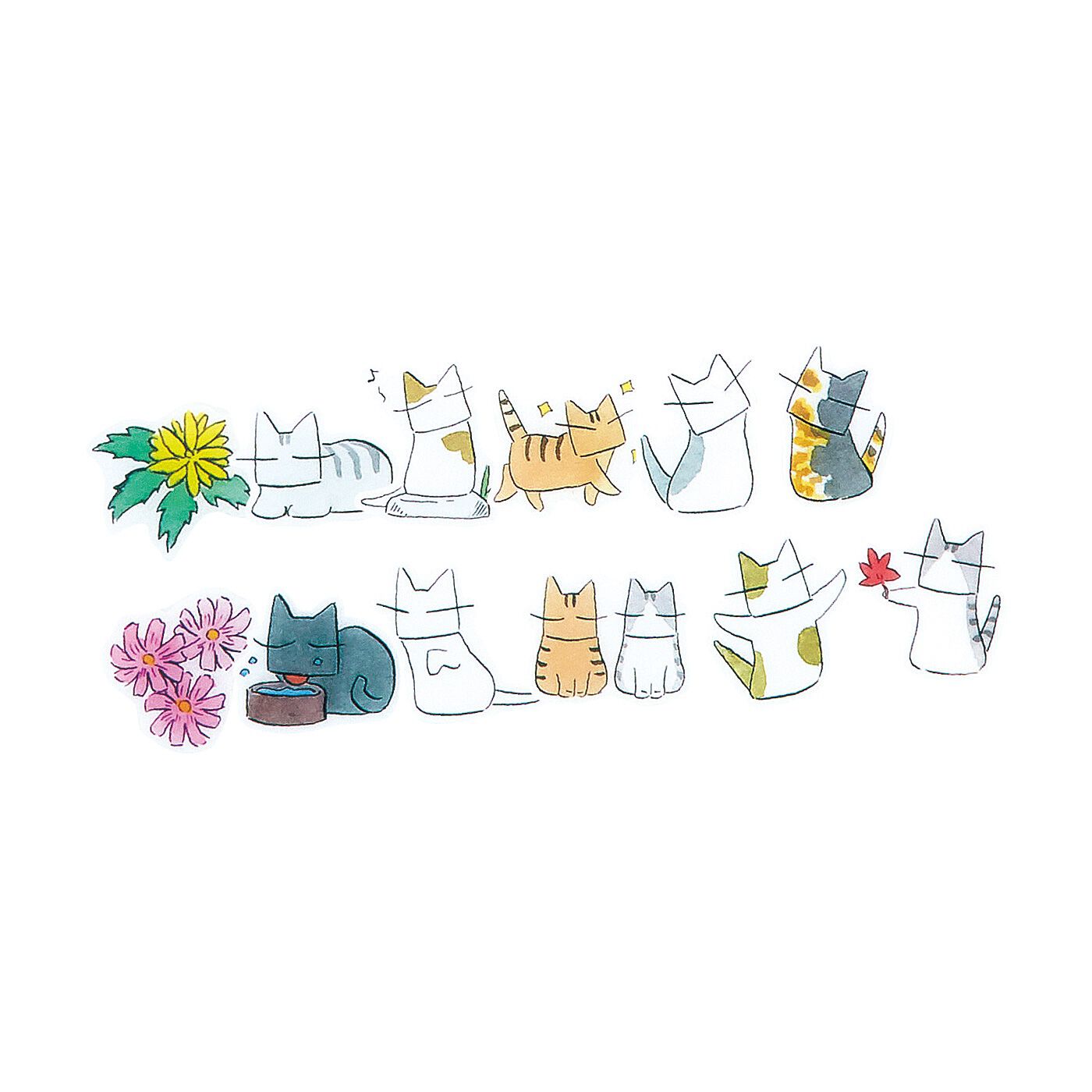 日本画家 久保智昭さんとつくった　猫とお花のダイカット　マスキングテープの会|〈ルンルン編〉