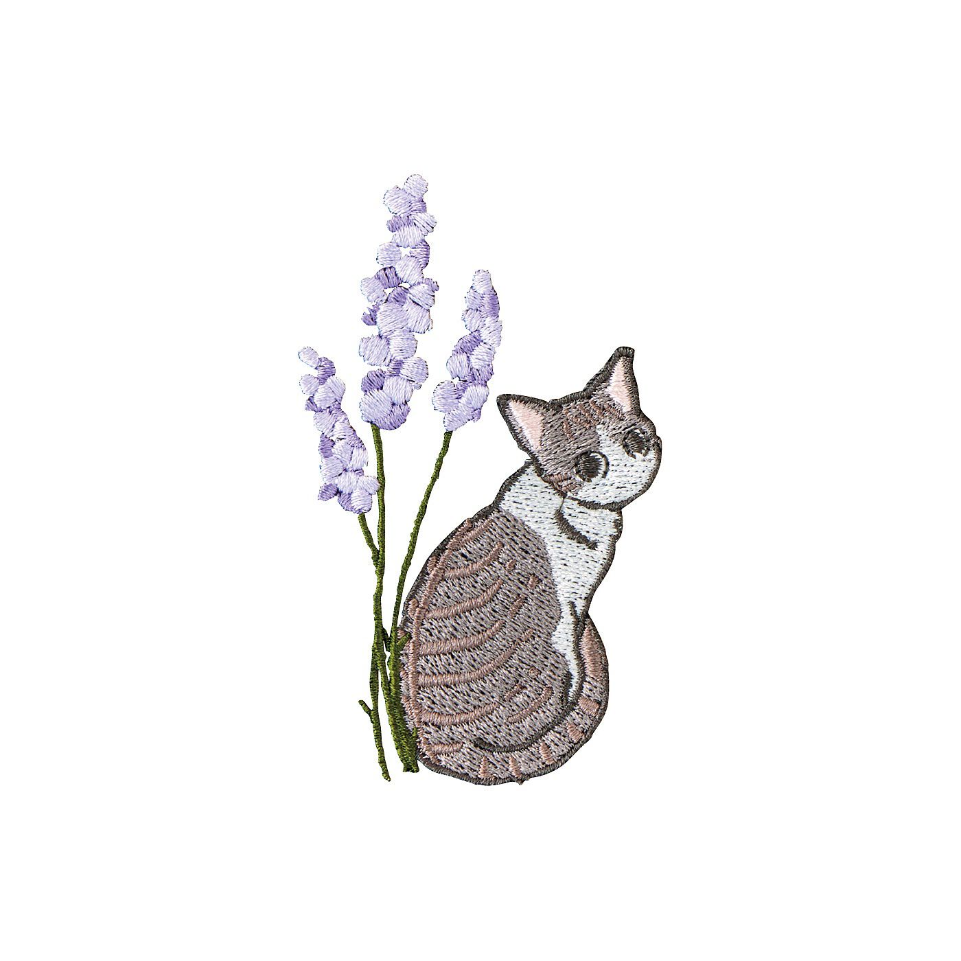 猫部|ラベンダーと猫の刺しゅうがかわいい六分袖シャツの会