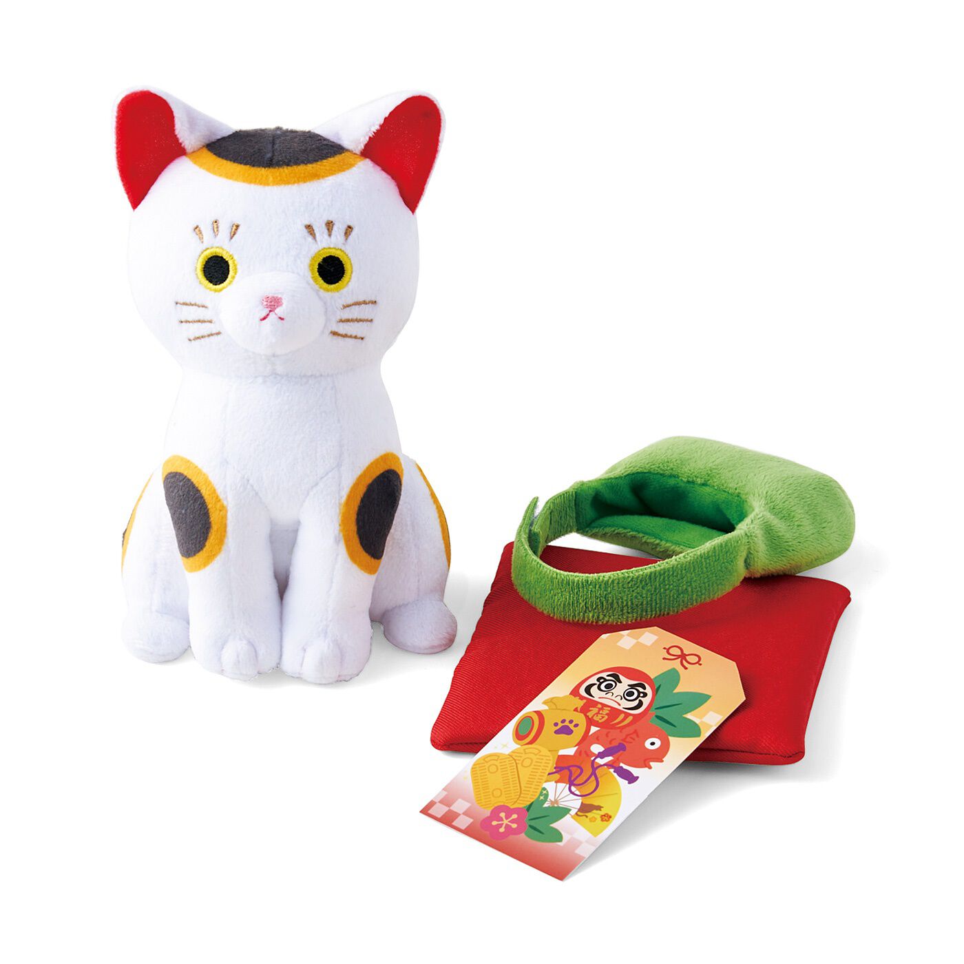 猫部|福を招くニャ！　かぎしっぽの猫さんの縁起物ぬいぐるみ|お届けセットです。