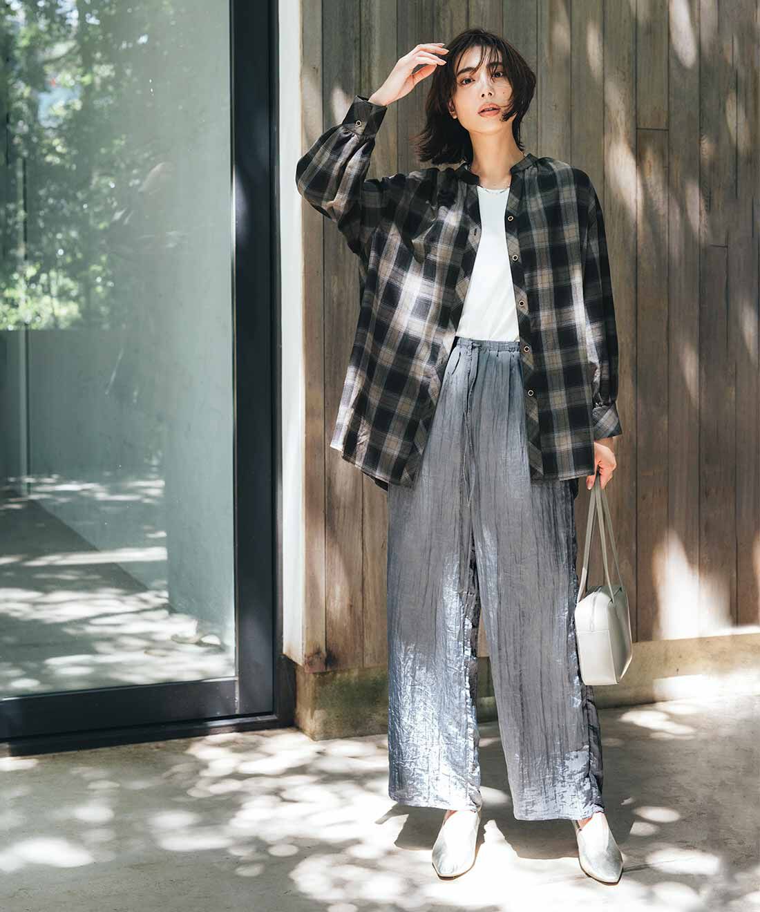 DRECO by IEDIT|【3～10日でお届け】IEDIT[イディット]　大人がたのしむ こだわりデザインのシャドーチェックシャツ〈ブラック〉