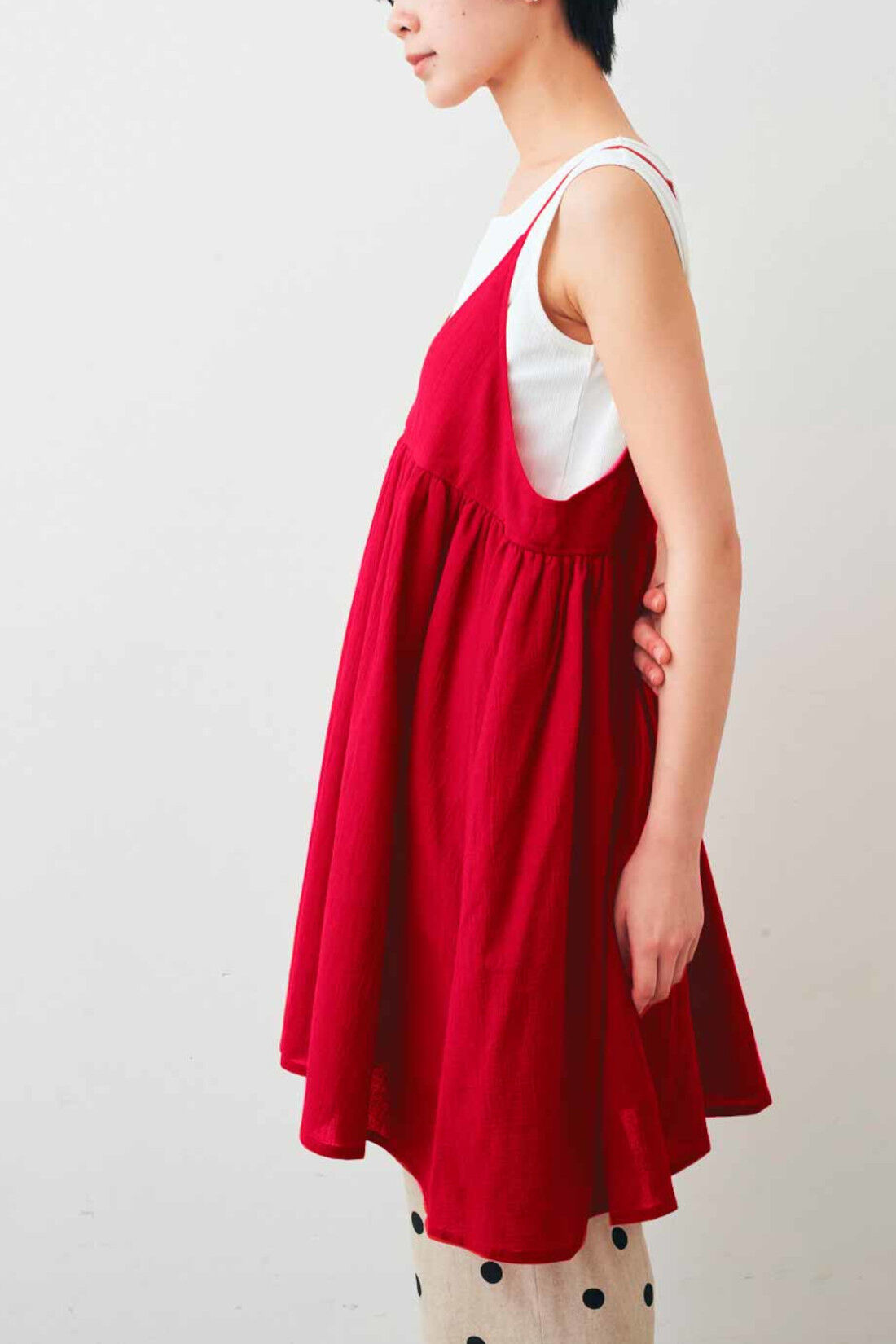 DRECO by IEDIT|【3～10日でお届け】IEDIT[イディット]　きくちあつこさんコラボ 楊柳（ようりゅう）コットンキャミチュニック〈レッド〉