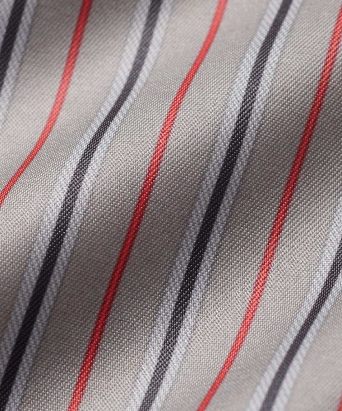 DRECO by IEDIT|【3～10日でお届け】IEDIT[イディット]　ウール混スライバー素材で軽やか 胸もとボタンの小顔見え フーディーロングコート〈レッド〉|大人好みのマルチストライプで裏地まで華やか。