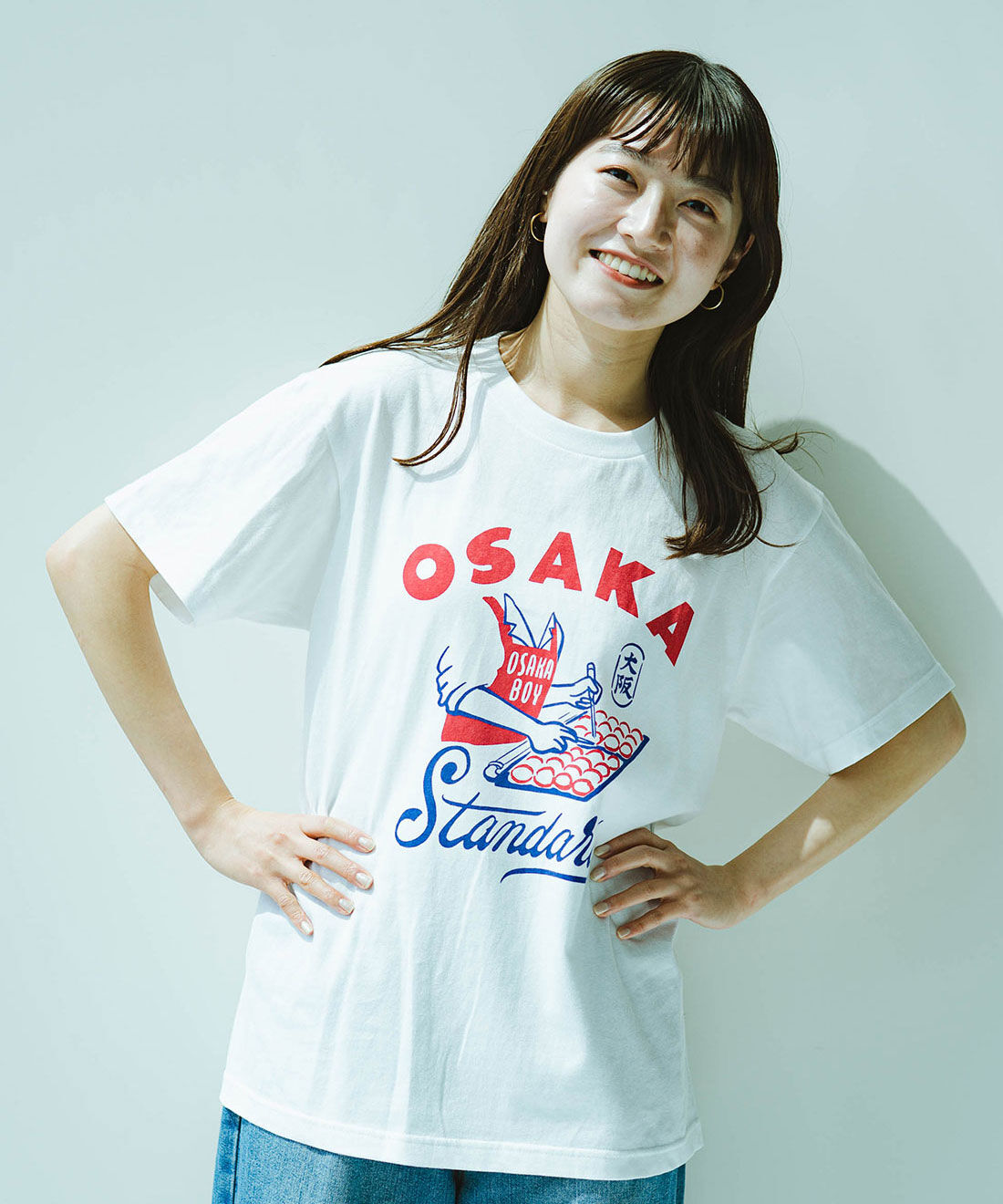 MonthlyBOX|【FELISSIMO Globalオリジナル】100セット限定 ！すっげえ笠付き OSAKA Standard Tシャツ〈ホワイト〉|身長163cm/Mサイズ着用