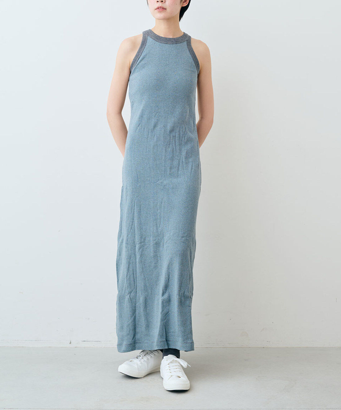シロップ. 特急便|【WEB限定・3～10日でお届け】miller リブボーダーカップ付き ワンピース〈ブラウン×ブラック〉【シロップ．バスケット】|モデル身長:163cm　※お届けのカラーとは異なります。