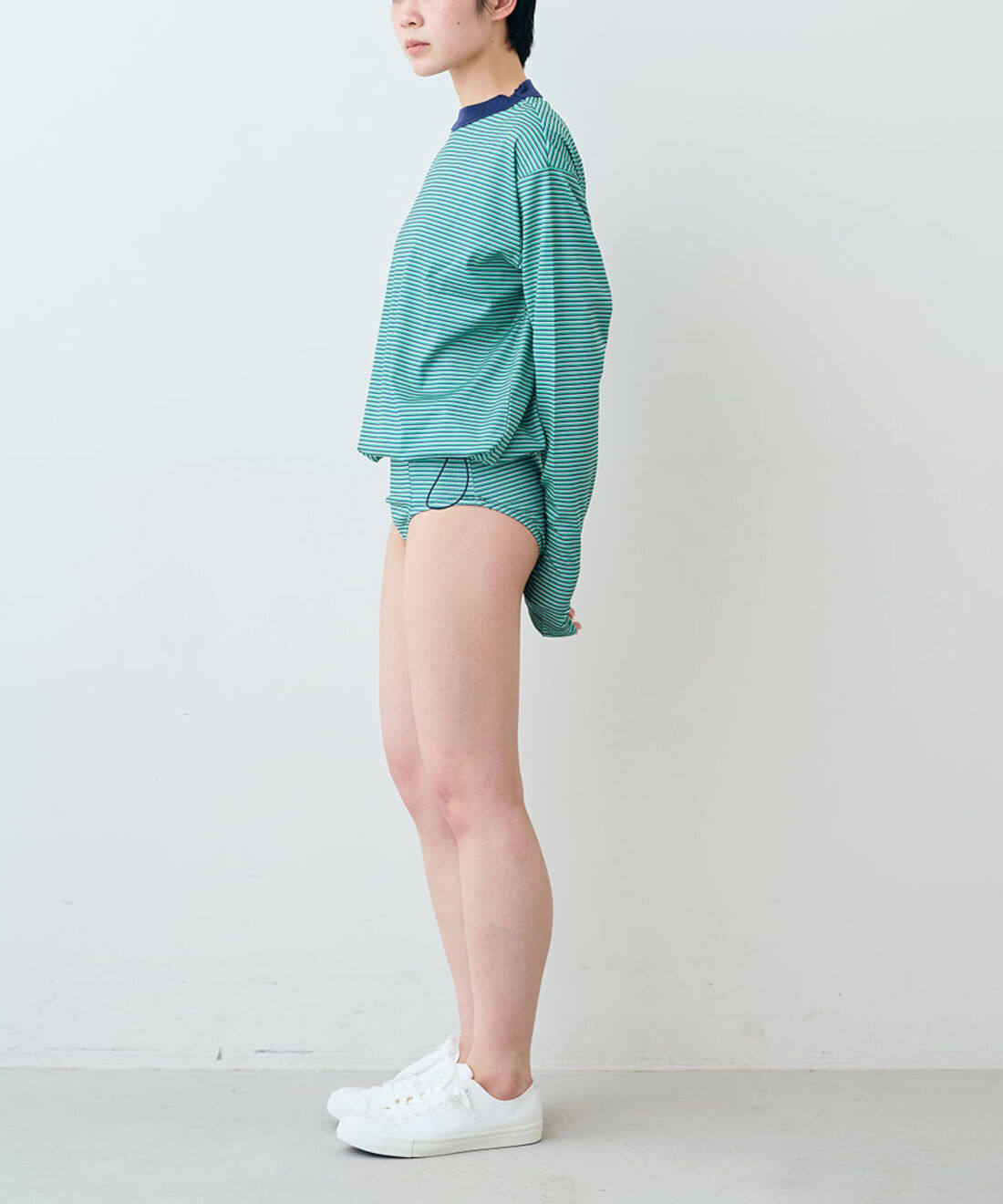 シロップ. 特急便|【WEB限定・3～10日でお届け】miller ボーダーラッシュガード〈ブルー〉【シロップ．バスケット】|モデル身長:163cm ※お届けのカラーとは異なります。