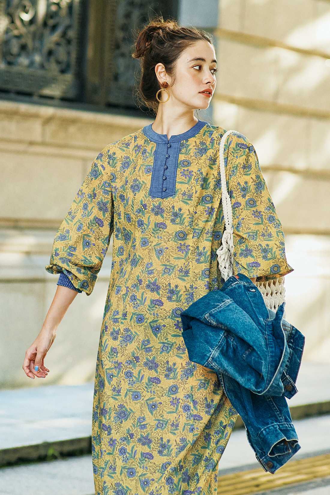 シロップ. 特急便|【3～10日でお届け】レゾリヴァード×シロップ.　南仏の風を感じる　ボタニカルフラワーのワンピース〈イエロー〉