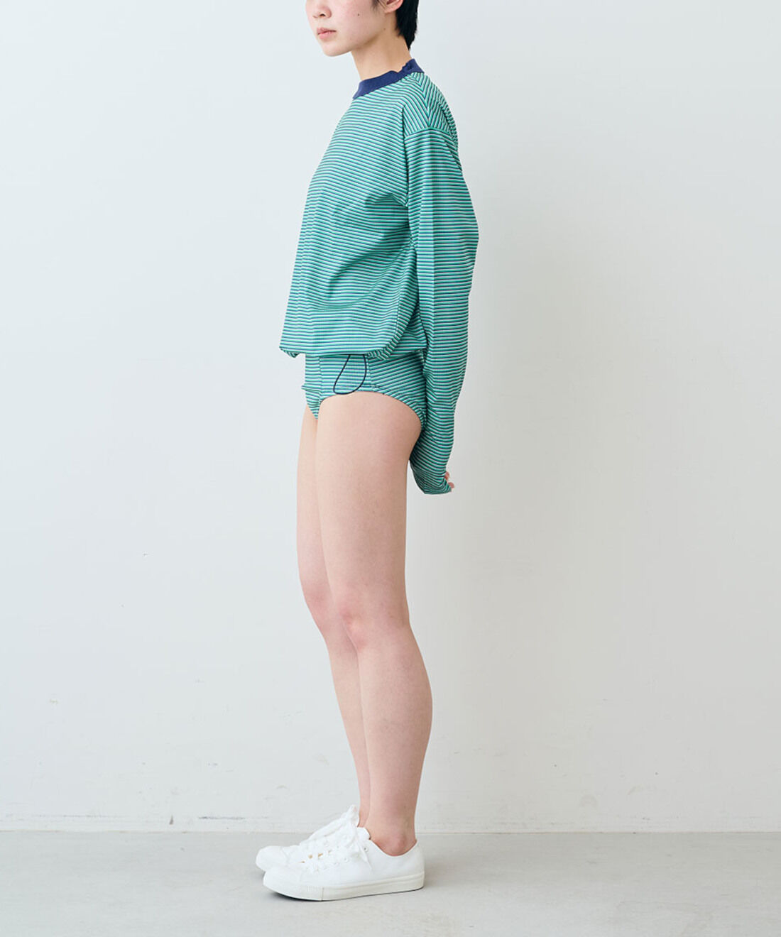 シロップ. 特急便|【WEB限定・3～10日でお届け】miller ボーダーラッシュガード〈テラコッタオレンジ〉【シロップ．バスケット】|モデル身長:163cm ※お届けのカラーとは異なります。