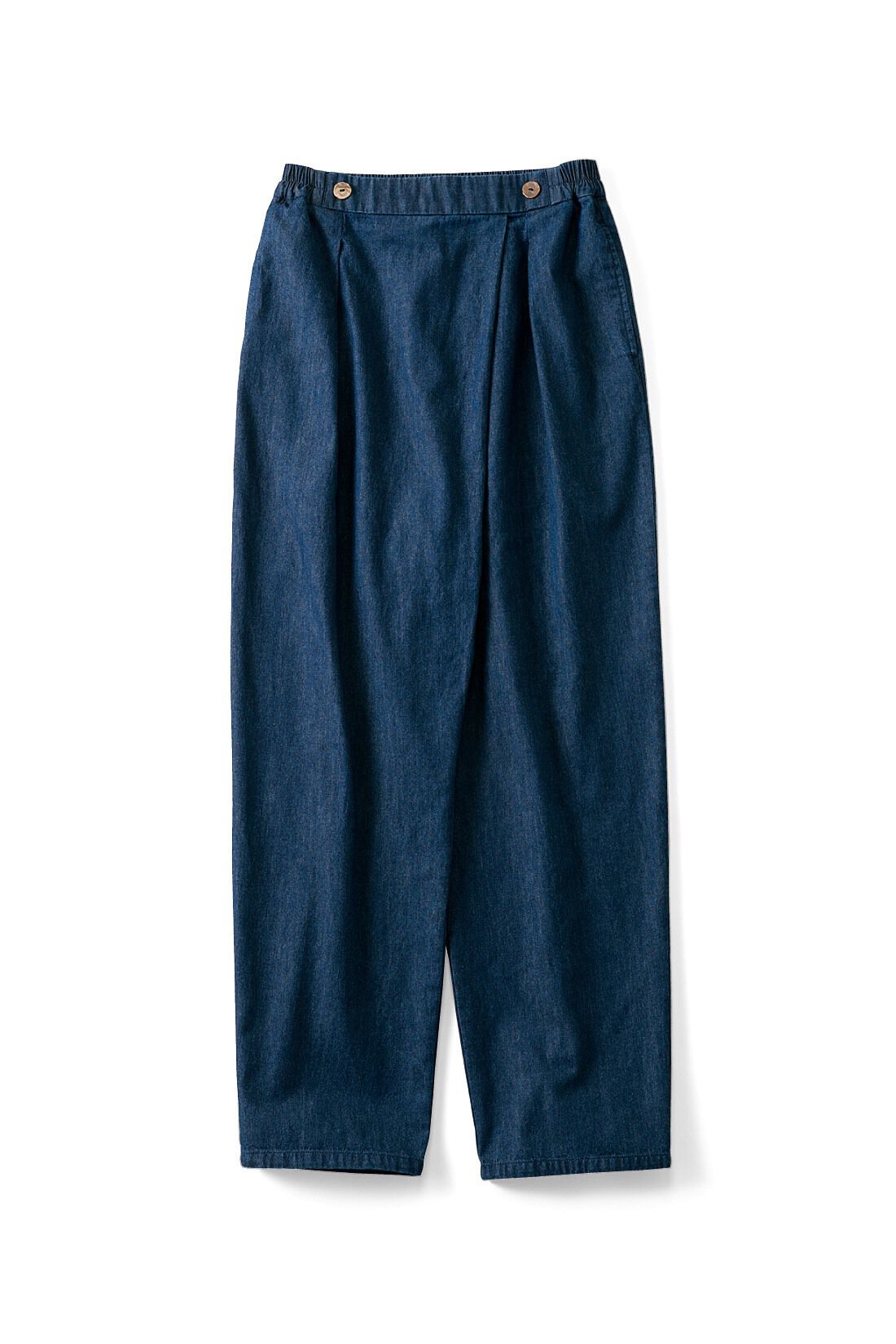 シロップ. 特急便|【3～10日でお届け】シロップ.　ぷっくりとしたシルエットのラップ風やわらかデニムパンツ〈インディゴブルー〉