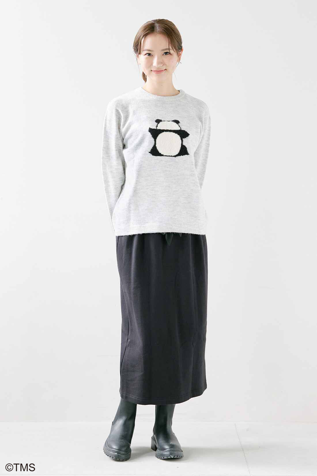 シロップ. 特急便|【３～10日でお届け】パンダコパンダ×シロップ． パパンダ気分になれちゃう！？　もこもこパンちゃんニットトップス〈ライトグレー〉|身長162cm/Mサイズ着用