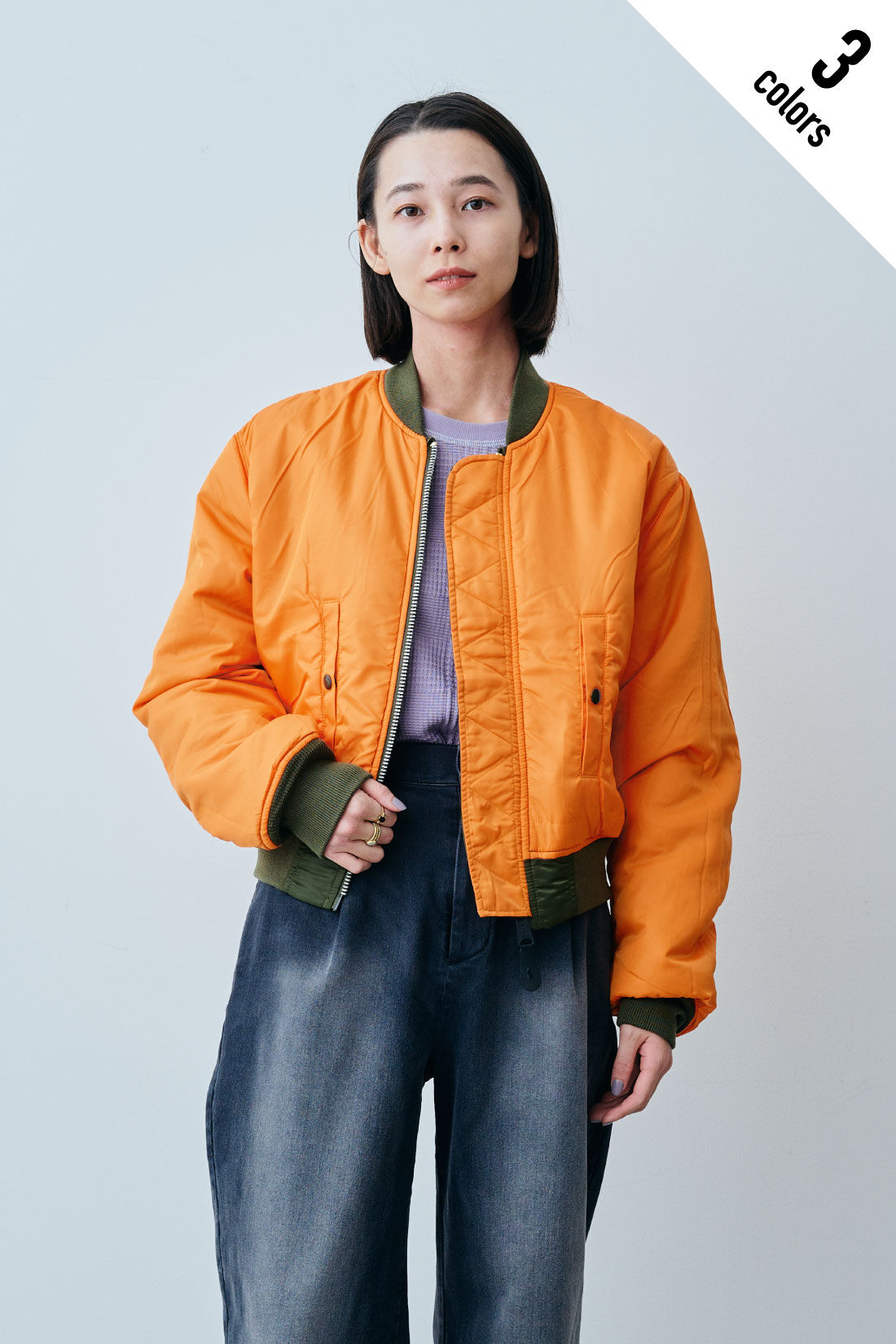 fashion special|【WEB限定・特急便】　ALPHA AL-GRLMA-1 SHORT|2：ダークグリーン（裏側）　モデル身長：168cm