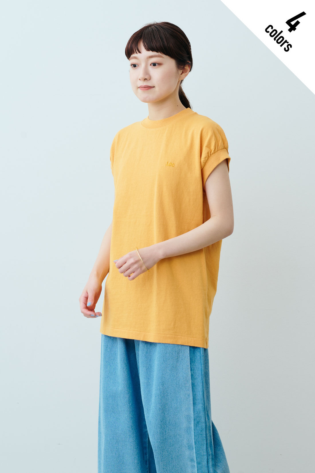 fashion special|【WEB限定・特急便】　Lee PAFF N/S TEE|3：イエロー　モデル身長：163cm