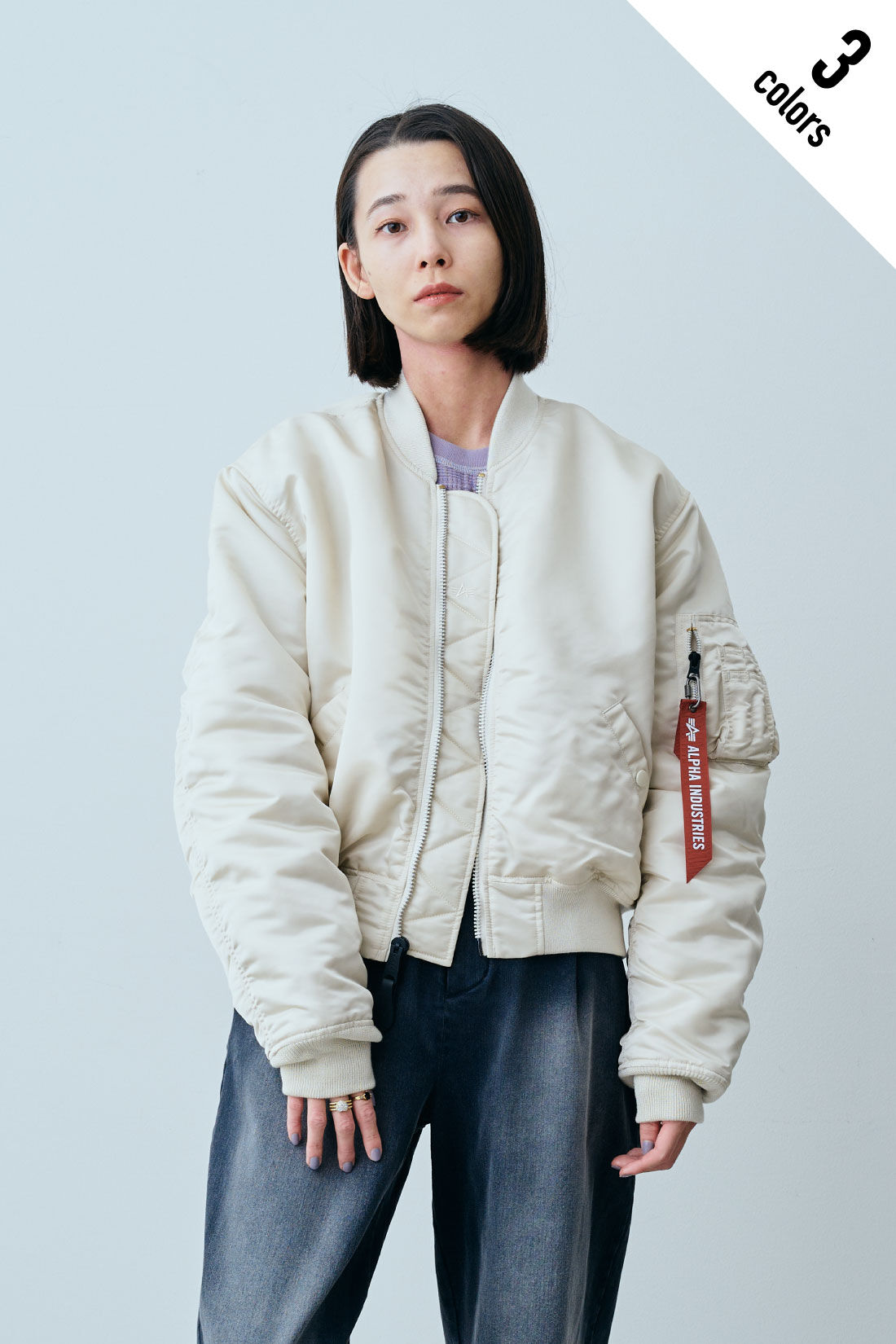 fashion special|【WEB限定・特急便】　ALPHA AL-GRLMA-1 SHORT|3：ライムストーン　モデル身長：168cm