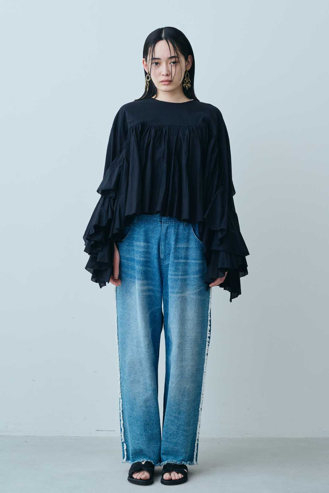 fashion special|【WEB限定・特急便】MEDE19F 〈SELECT〉AAYUSHI　スリーブフリルブラウス