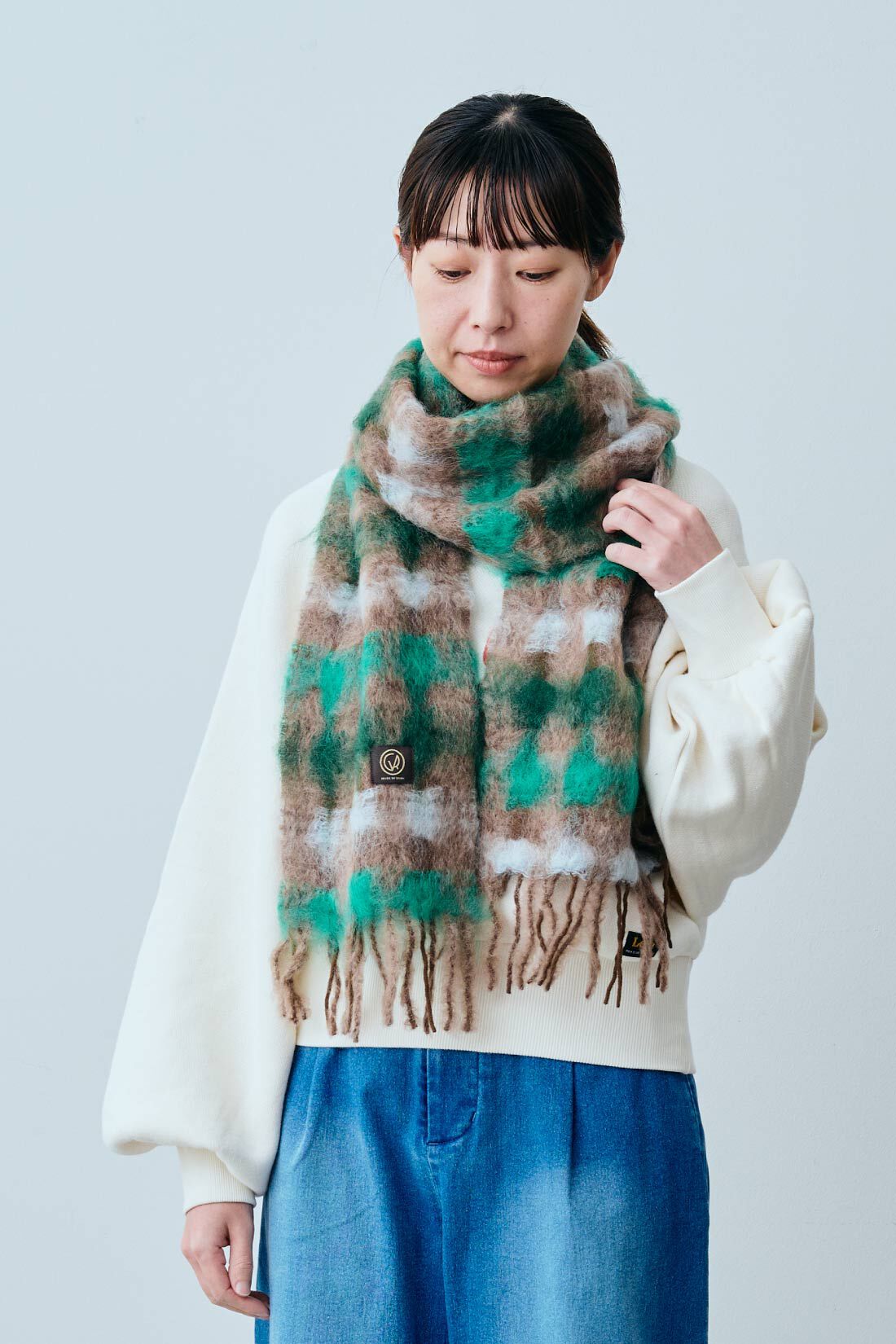 fashion special|【WEB限定・特急便】　MANTAS EZCARAY MIA マフラー|3：GREEN CHECK